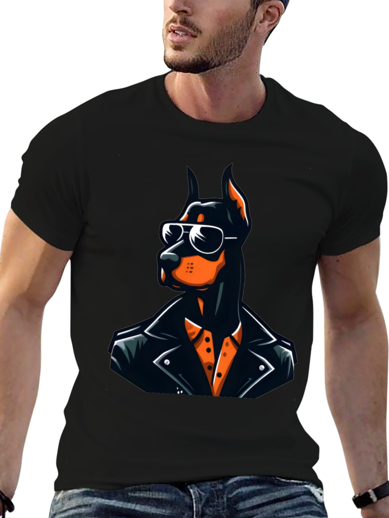 Doberman Leather Jacket Graphic Tee