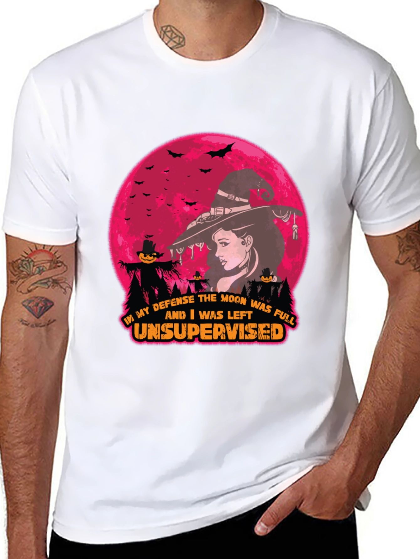 Halloween Witch Moon T-Shirt - Unsupervised Fun