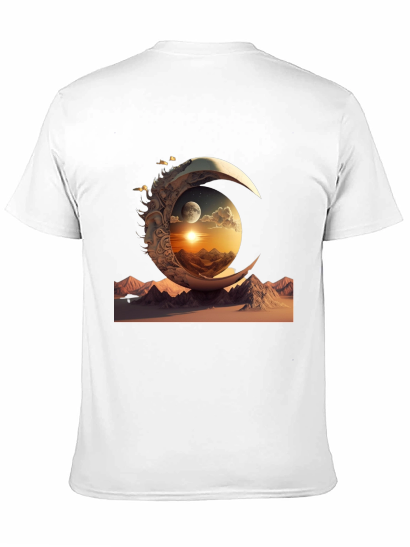 Celestial Moonscape Graphic Tee - Black Cotton Shirt