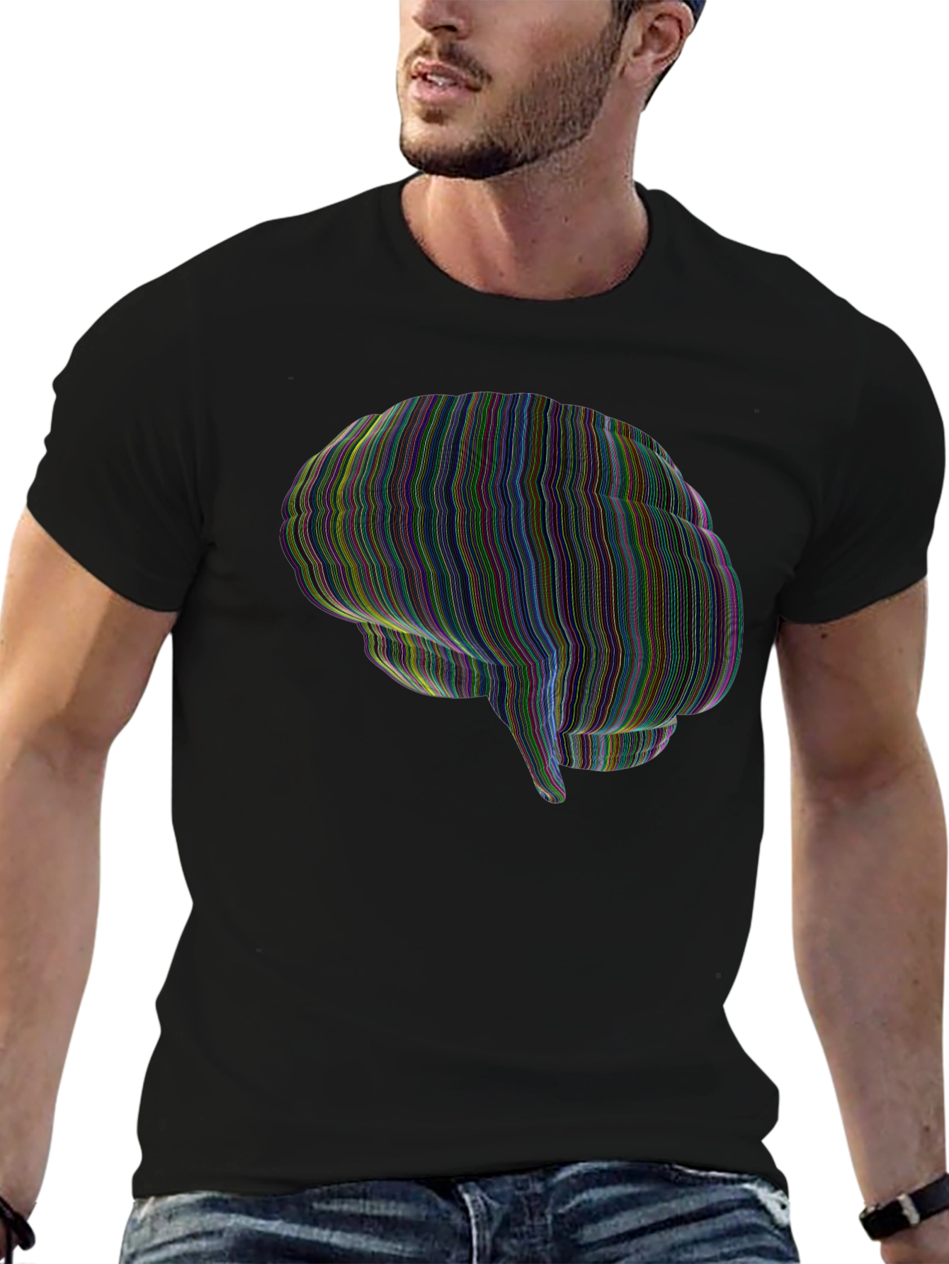 Brain Graphic Mens Black T-Shirt