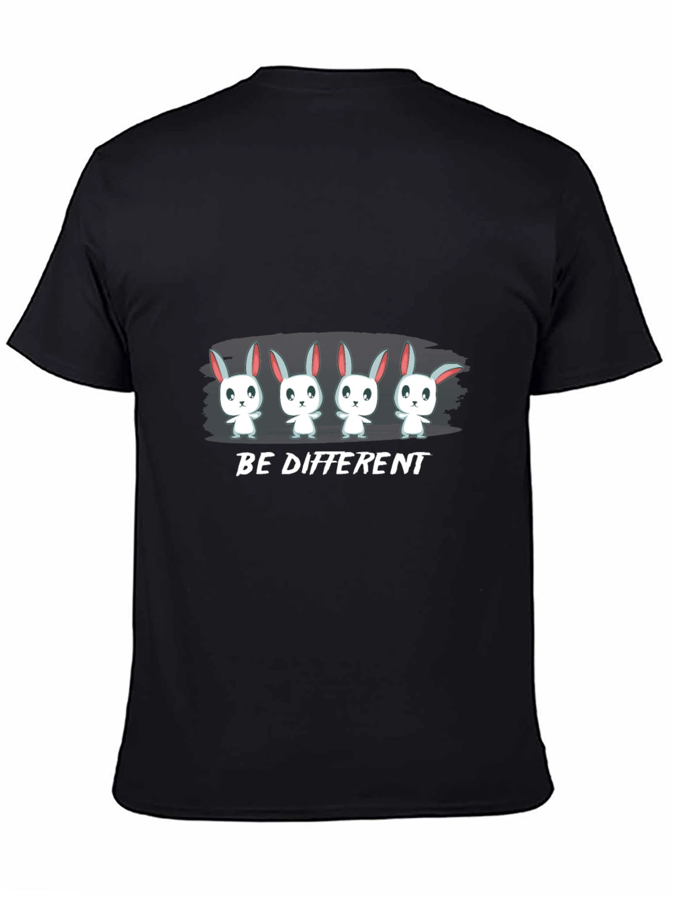 Be Different Bunny Graphic Black T-Shirt