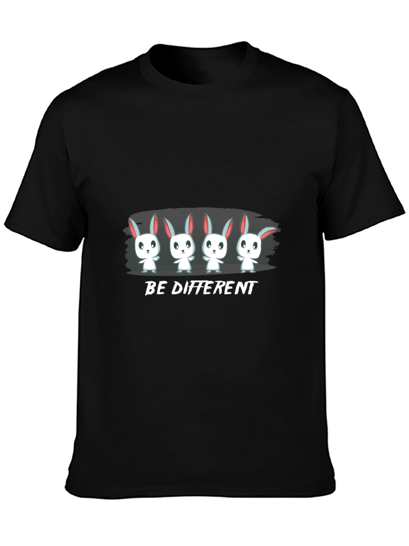 Be Different Bunny Graphic Black T-Shirt
