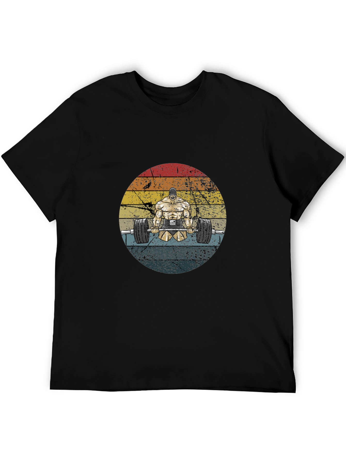 Weightlifter Graphic Tee - Retro Style Black T-Shirt
