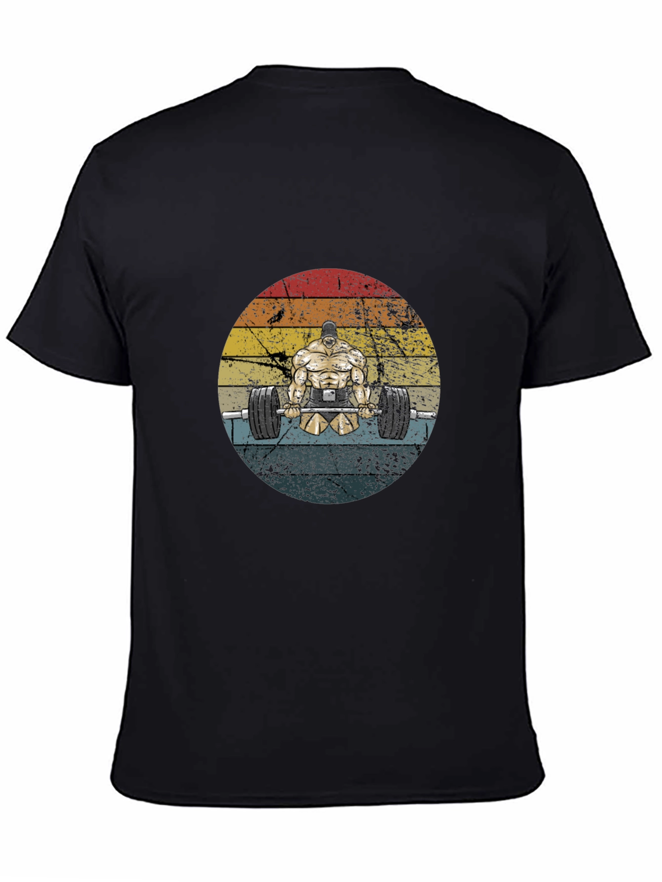 Weightlifter Graphic Tee - Retro Style Black T-Shirt