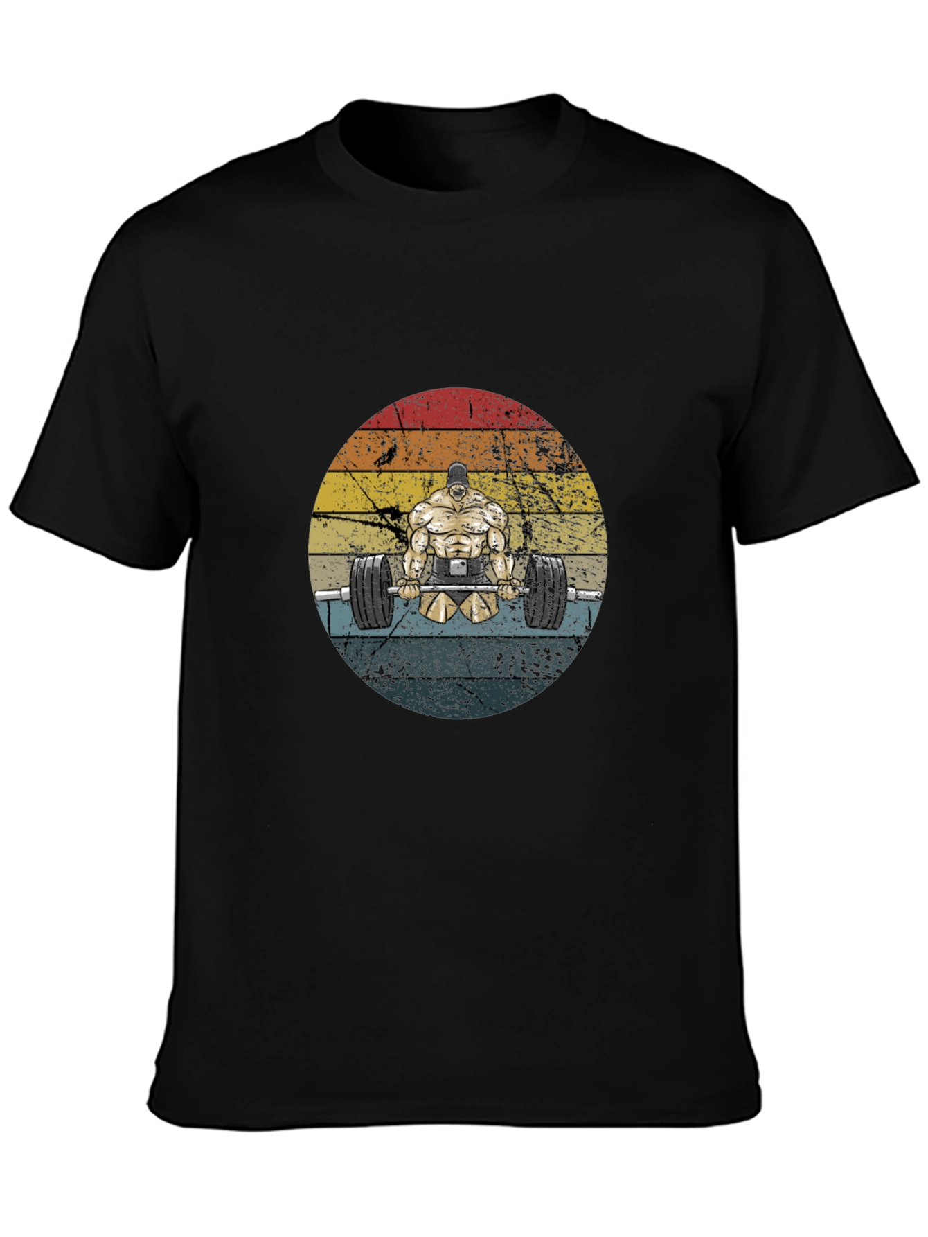 Weightlifter Graphic Tee - Retro Style Black T-Shirt