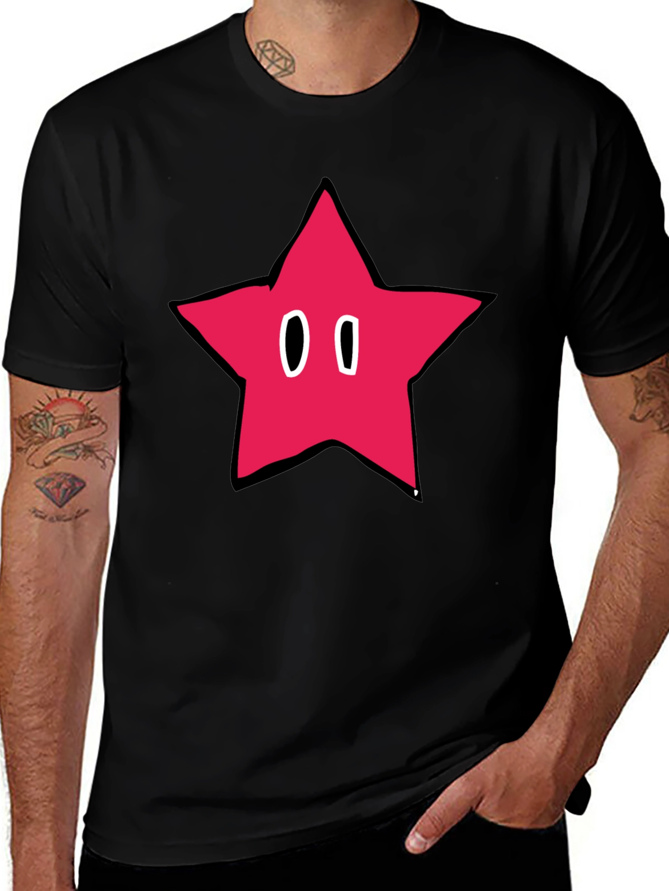 Retro Star Graphic Black T-Shirt