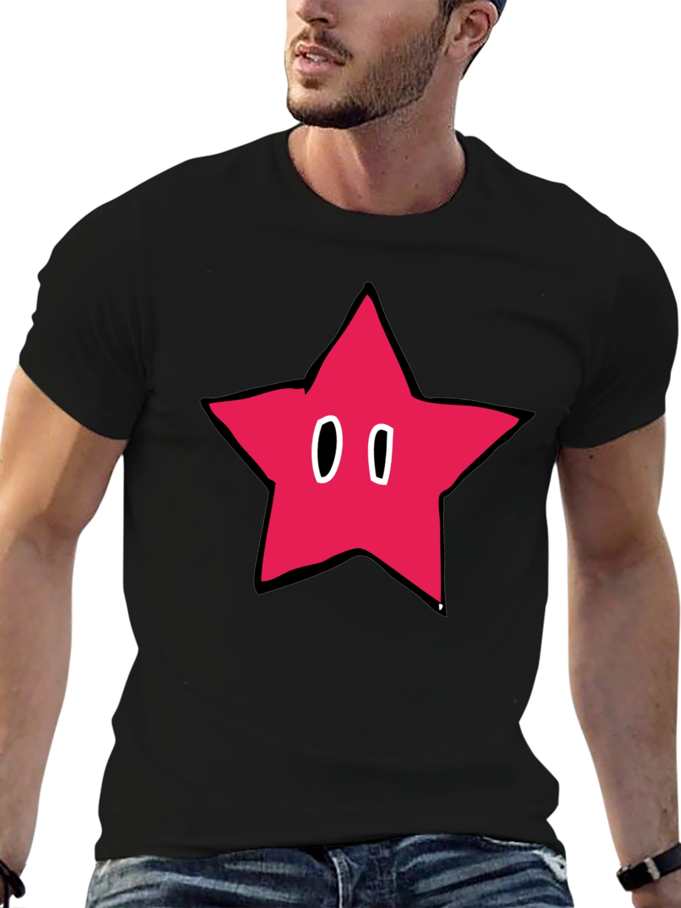 Retro Star Graphic Black T-Shirt