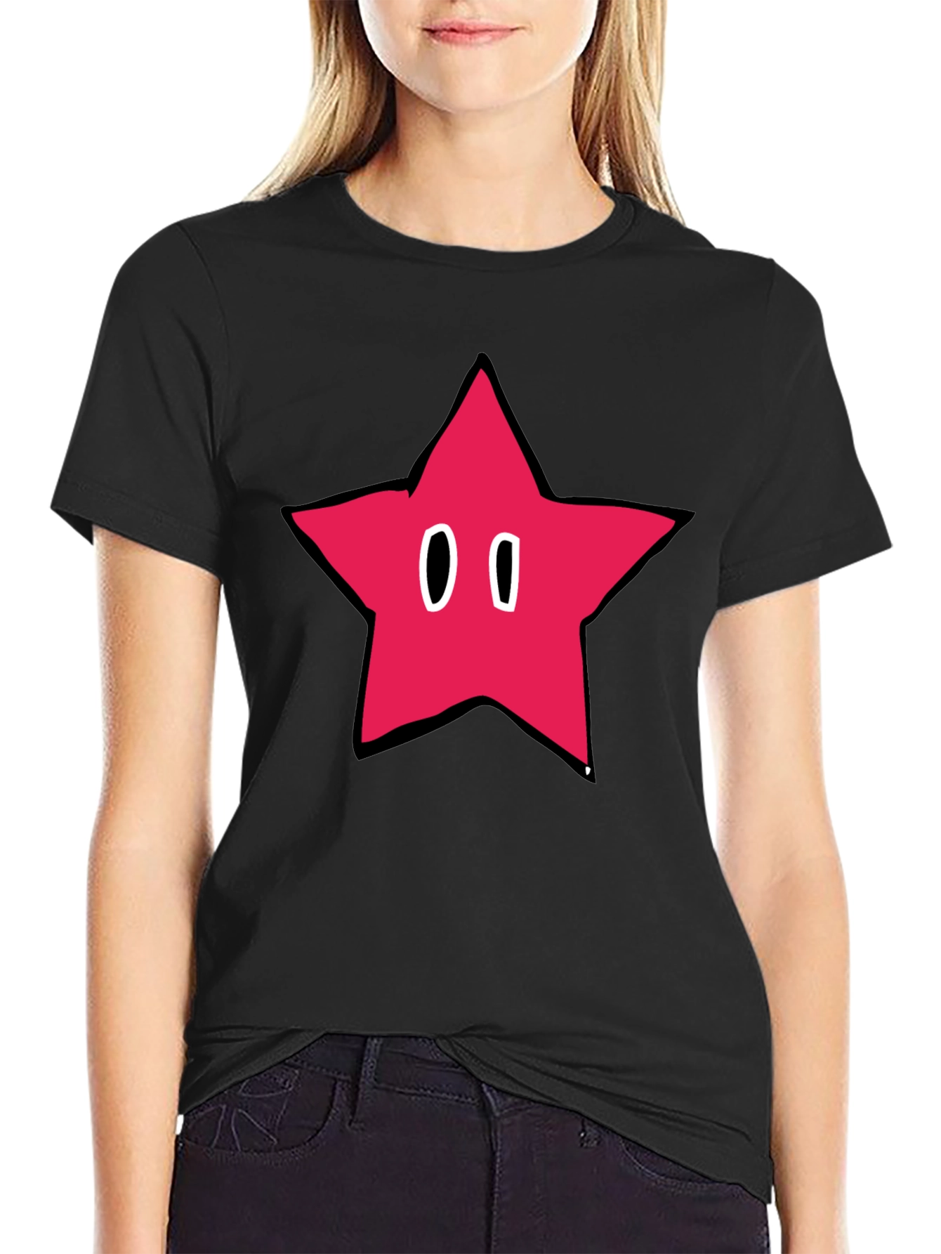 Retro Star Graphic Black T-Shirt