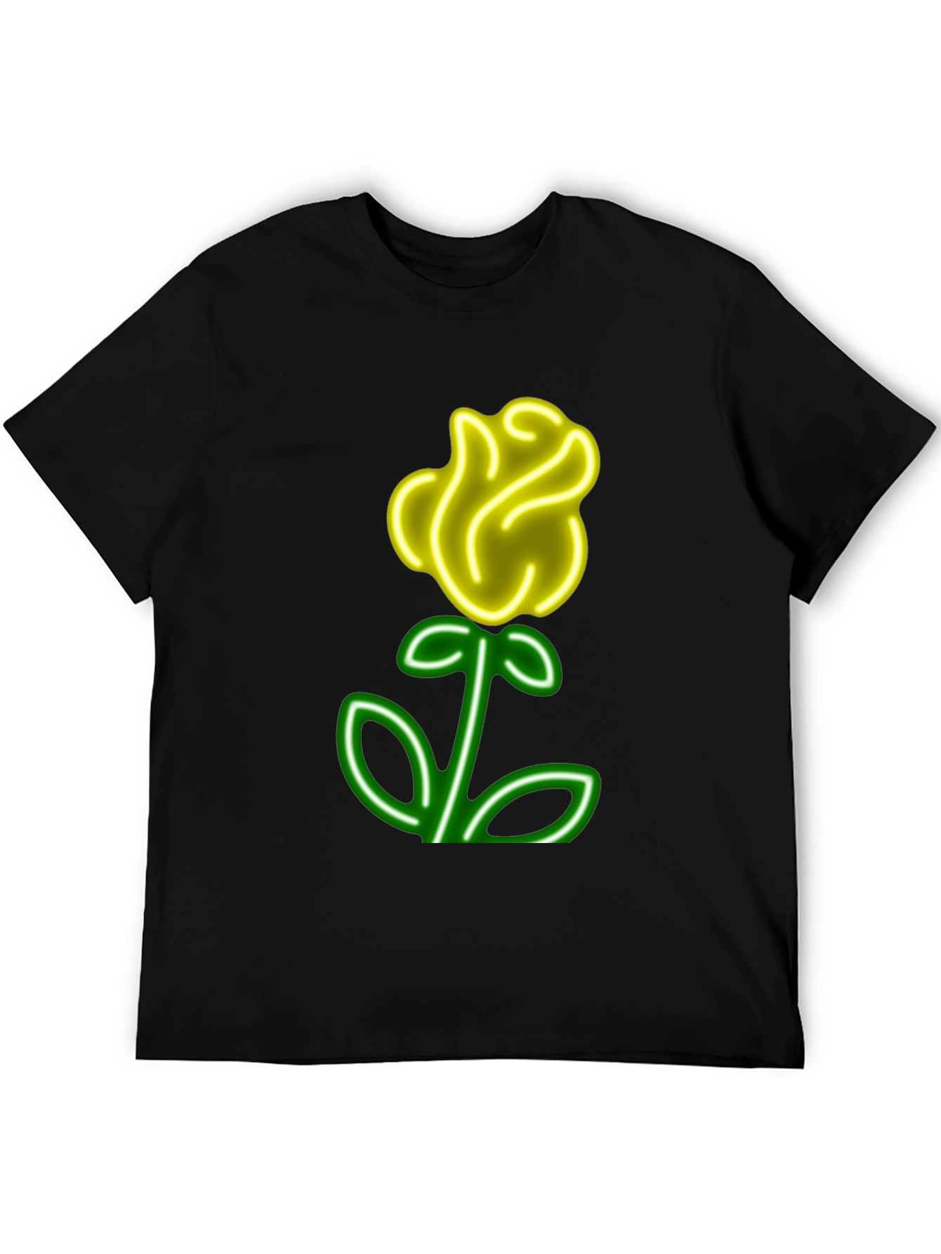 Neon Rose Graphic T-Shirt - Cool Casual Wear