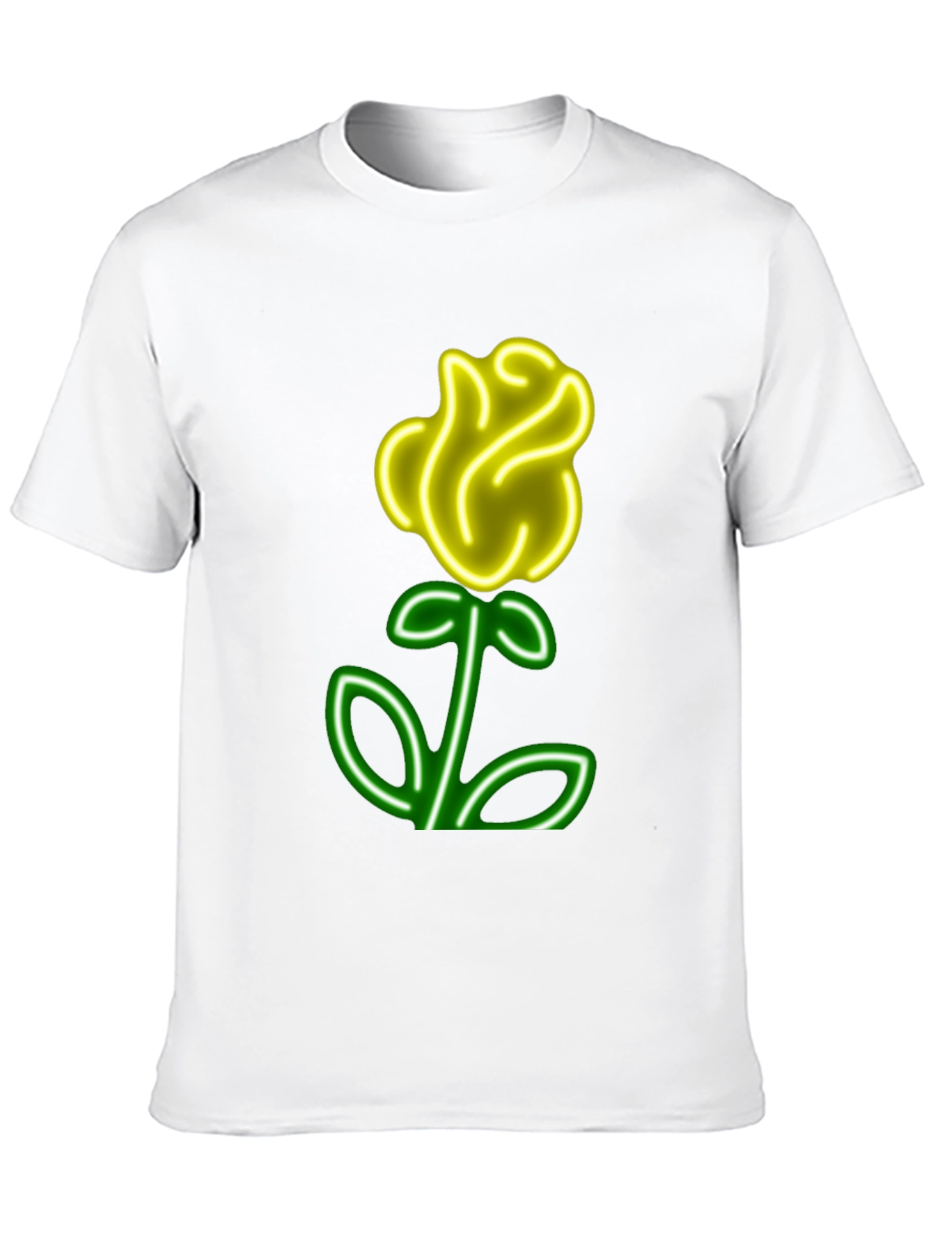 Neon Rose Graphic T-Shirt - Cool Casual Wear