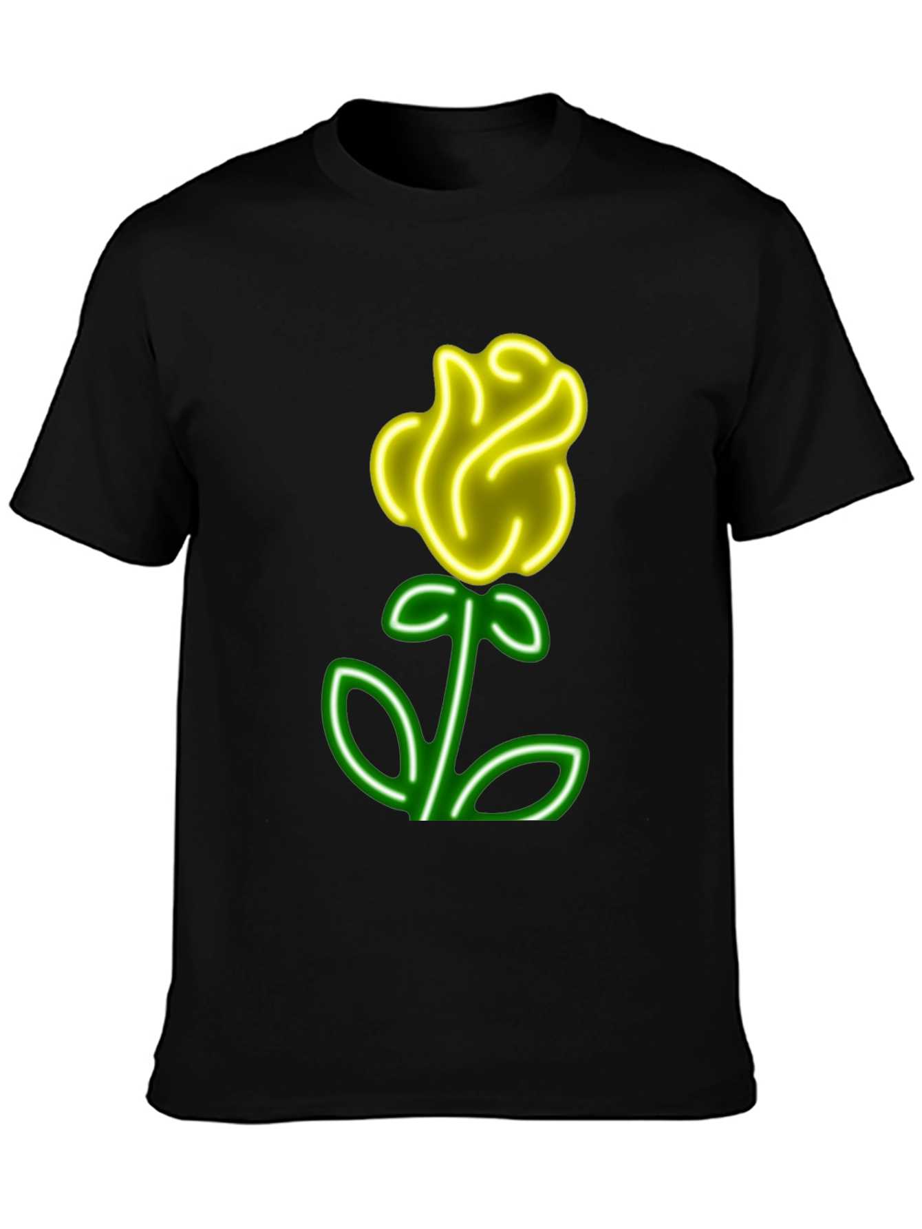 Neon Rose Graphic T-Shirt - Cool Casual Wear