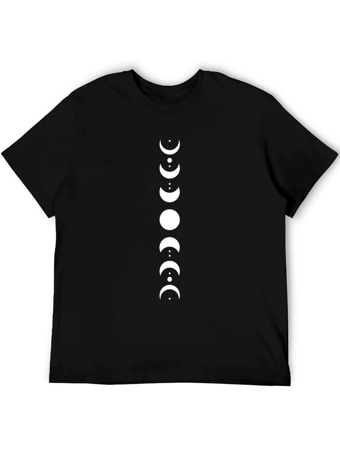 Lunar Phase Graphic Tee - Black Cotton Shirt