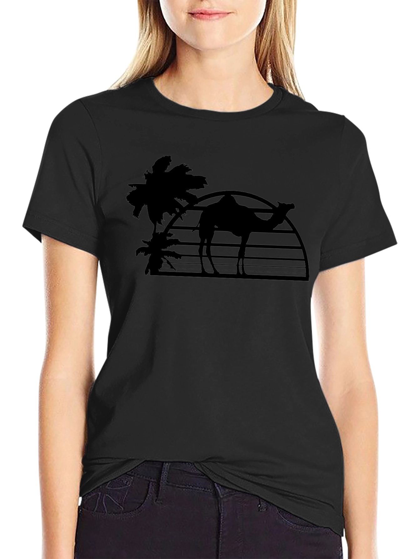 Desert Camel Silhouette Graphic T-Shirt