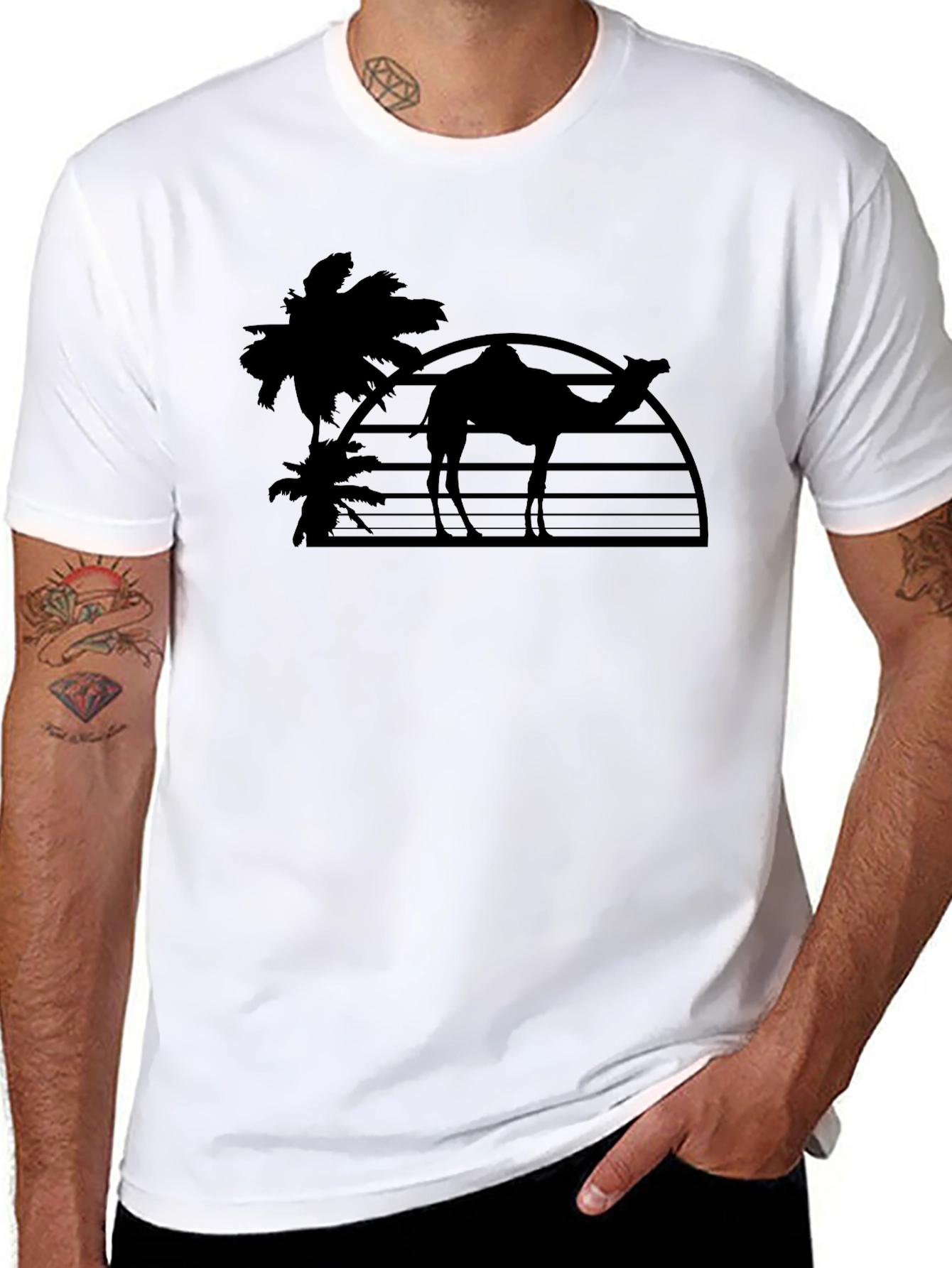 Desert Camel Silhouette Graphic T-Shirt