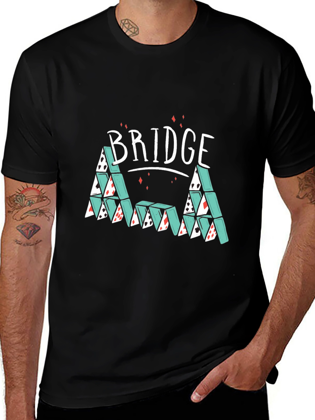 Bridge Playing Cards T-Shirt - Novelty Card Game Tee