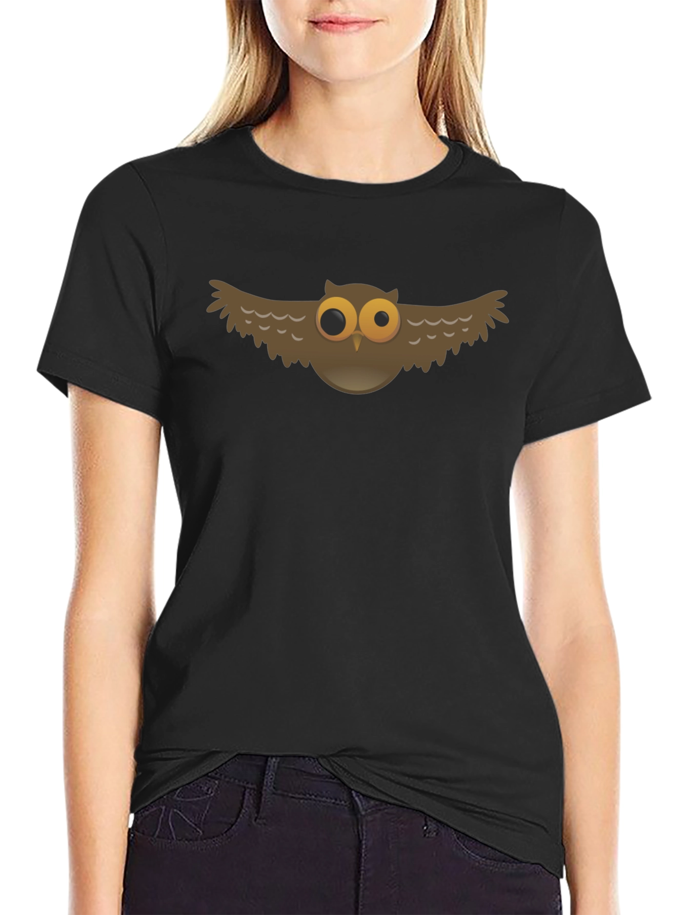 Owl Graphic Black T-Shirt - Unique Design