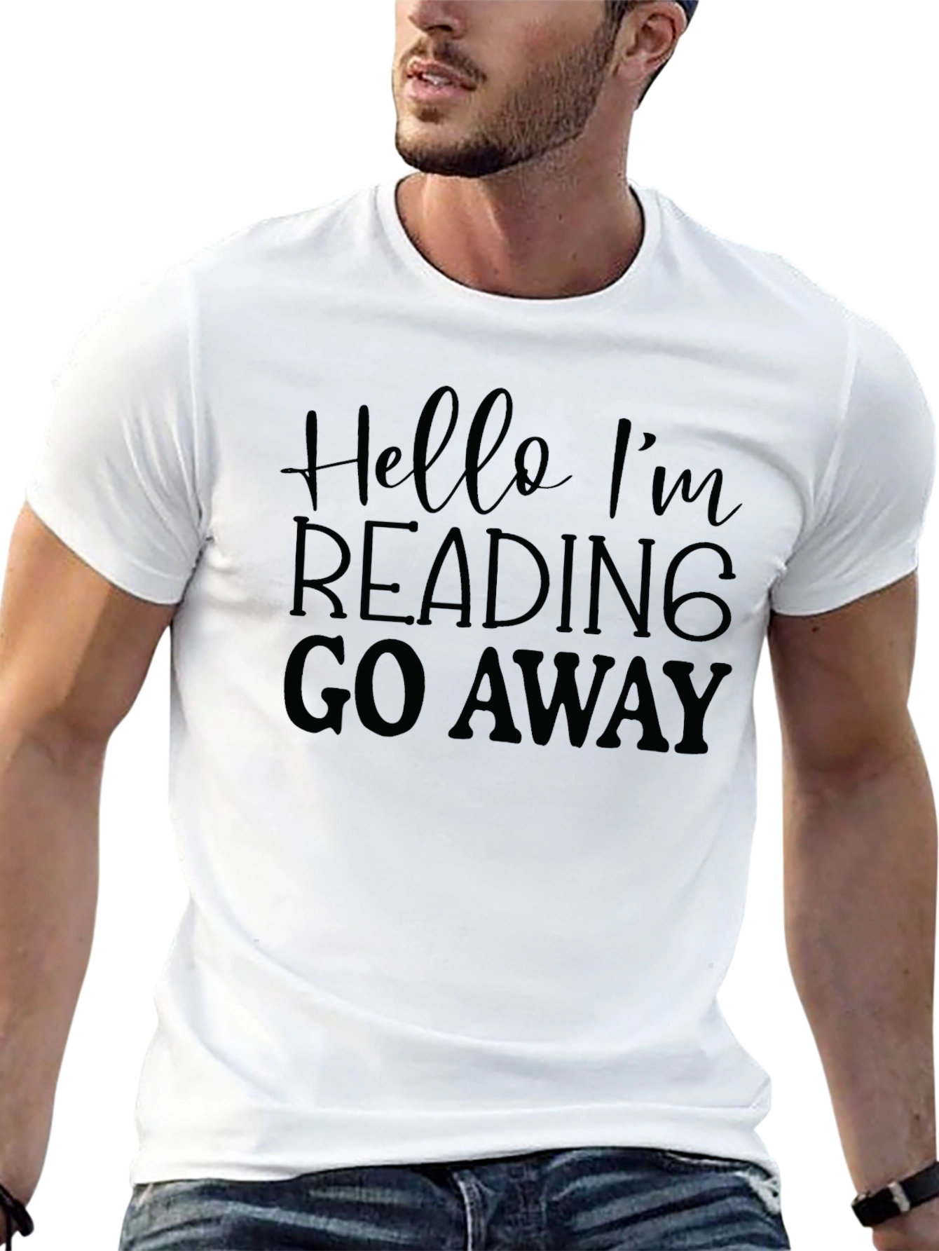 Hello Im Reading Go Away Black T-Shirt