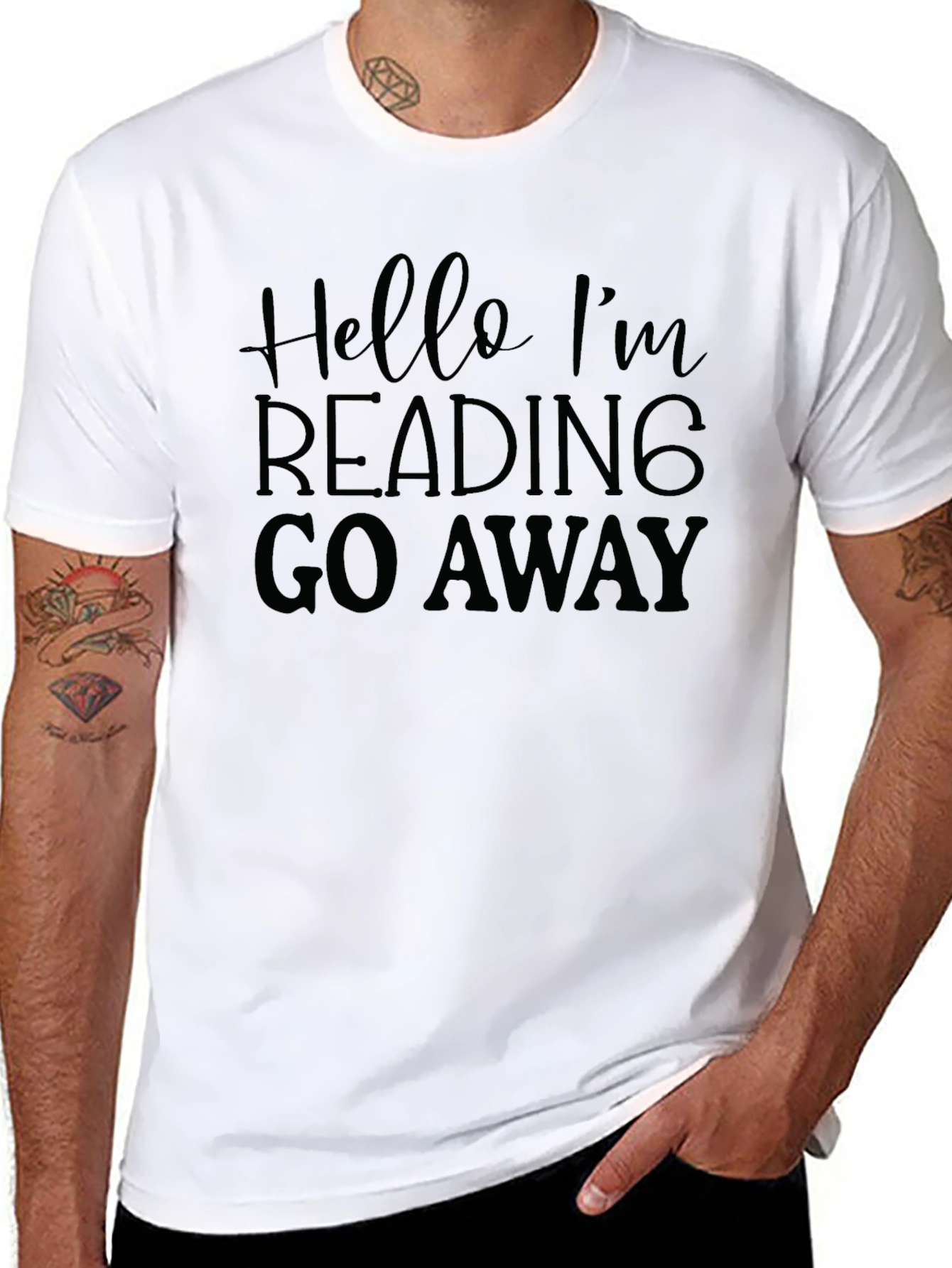 Hello Im Reading Go Away Black T-Shirt
