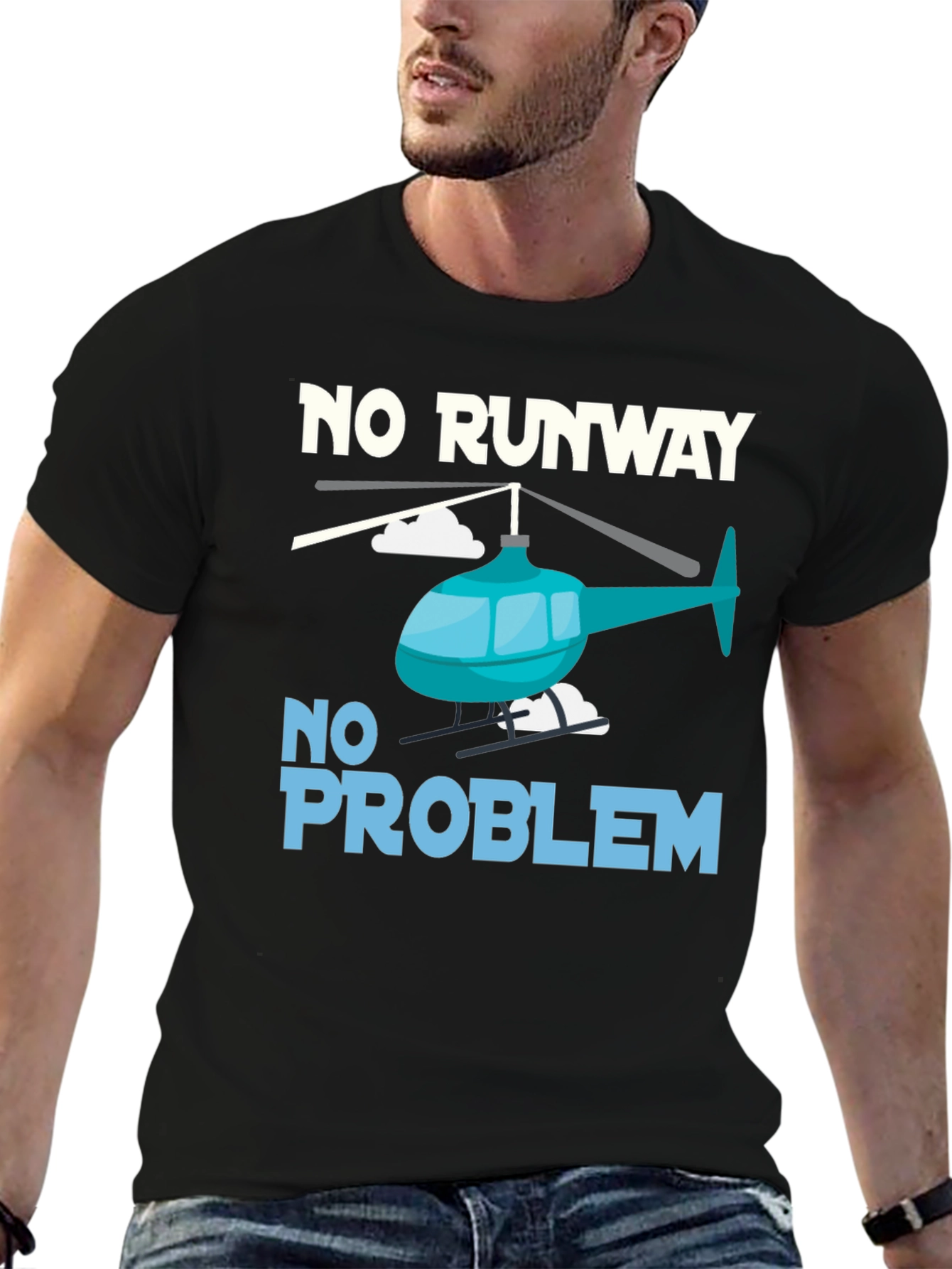 No Runway No Problem Helicopter Graphic T-Shirt