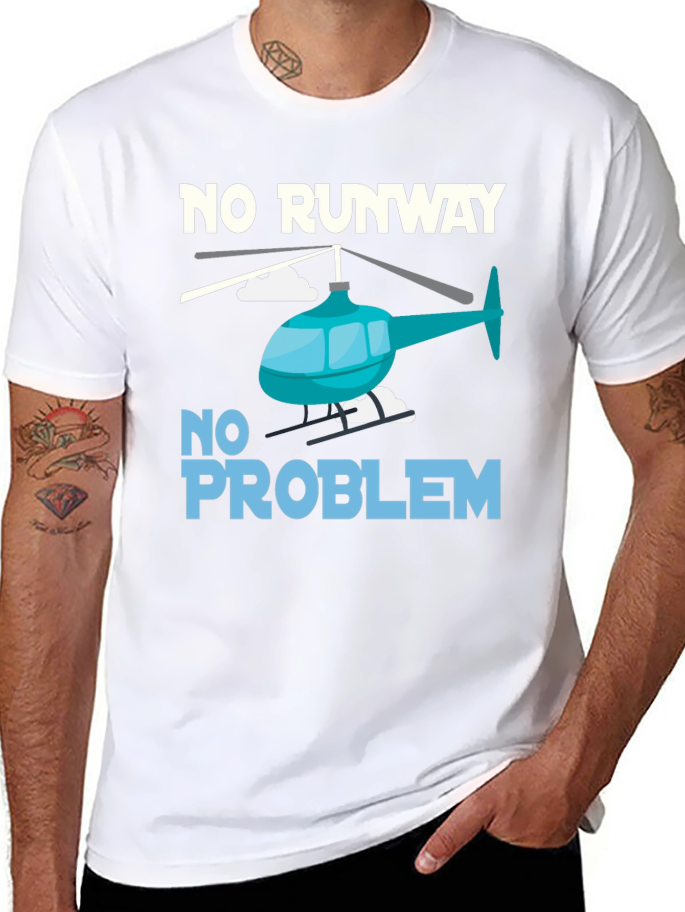 No Runway No Problem Helicopter Graphic T-Shirt