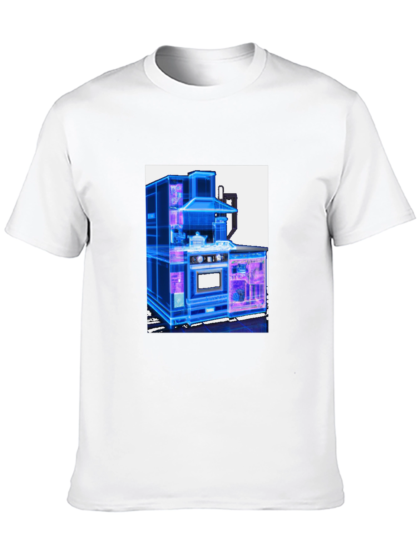 Futuristic Kitchen Graphic Tee - Cool Black T-Shirt