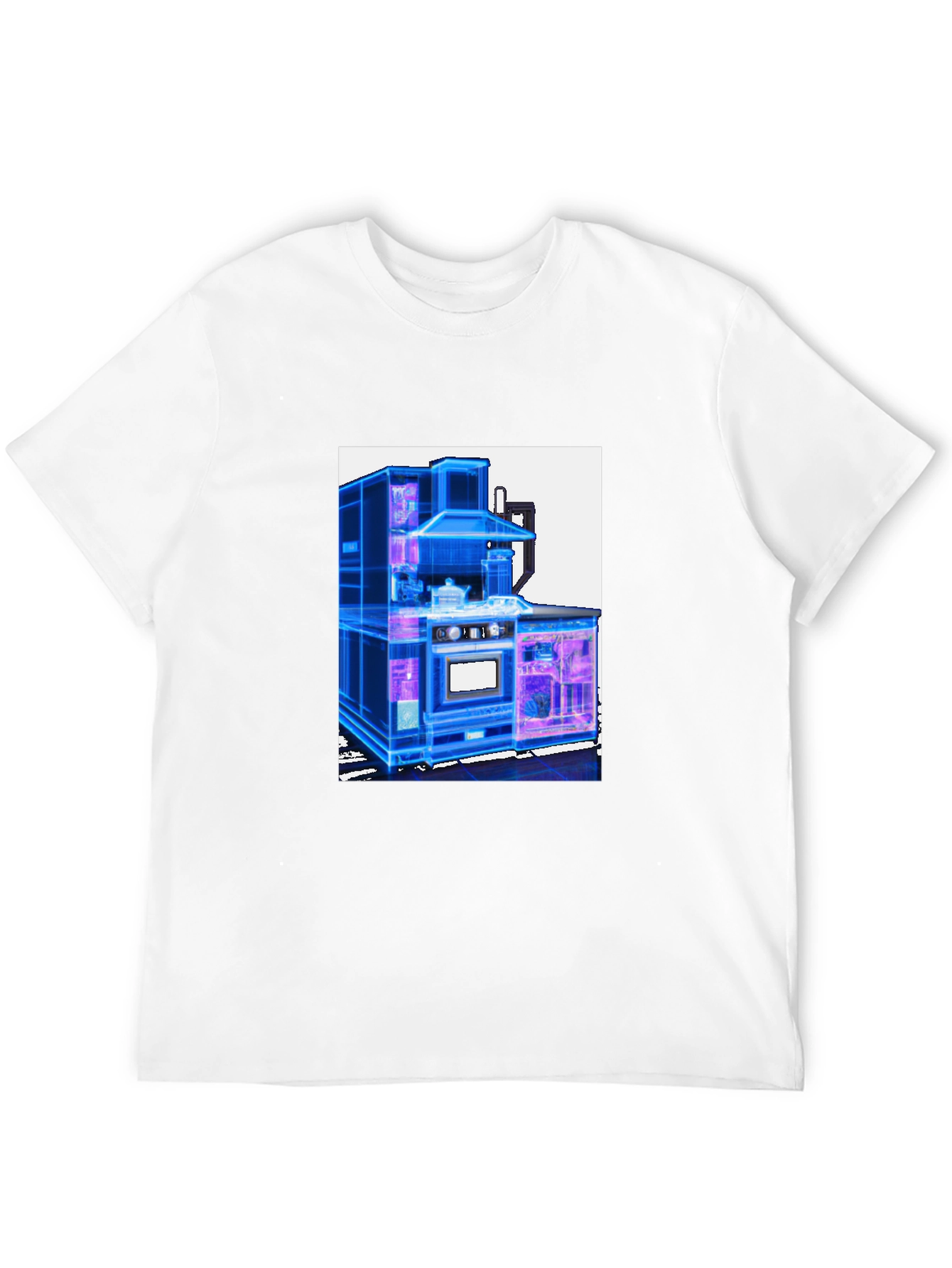 Futuristic Kitchen Graphic Tee - Cool Black T-Shirt