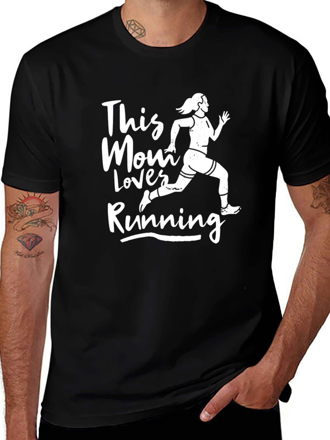 This Mom Loves Running T-Shirt - Black