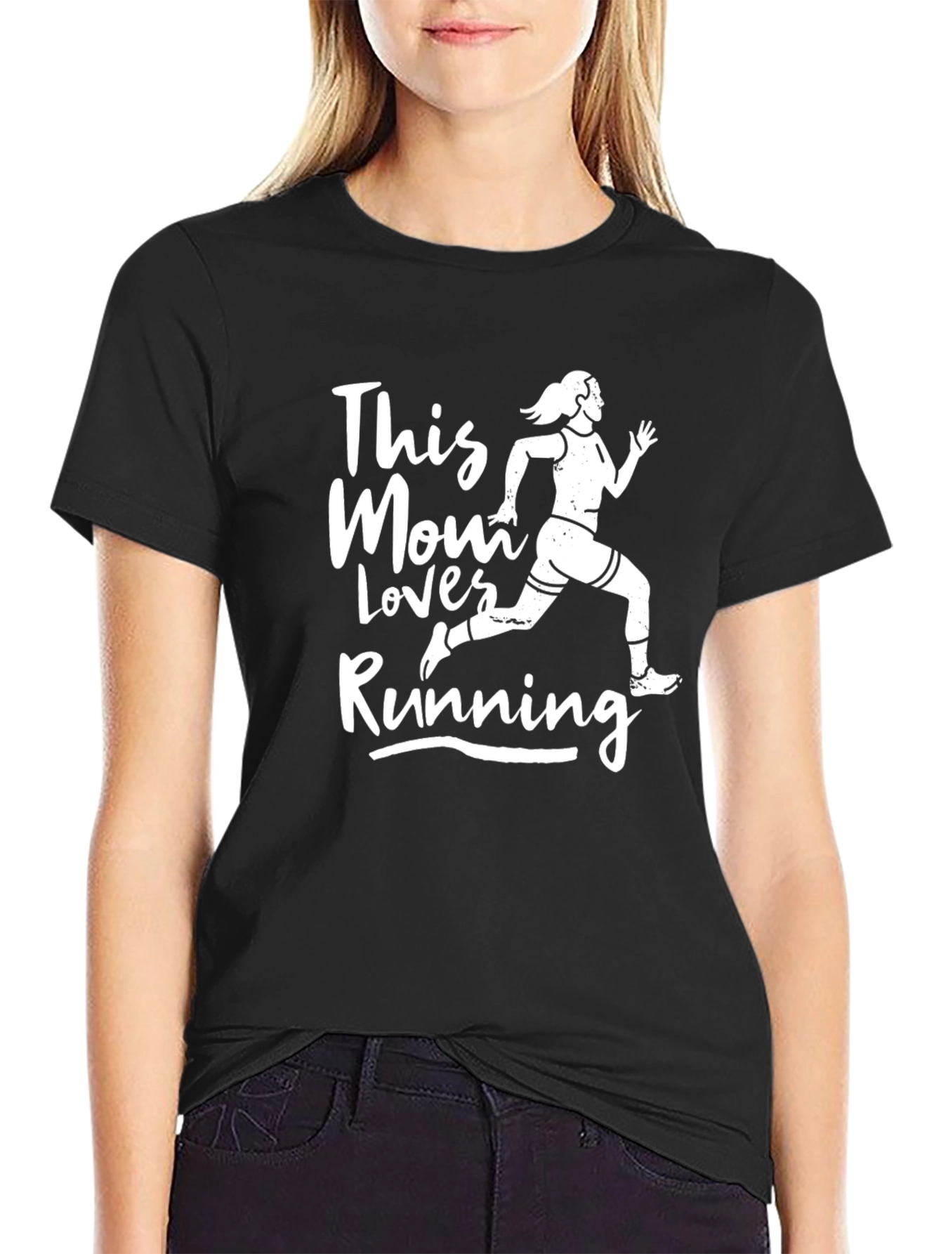 This Mom Loves Running T-Shirt - Black
