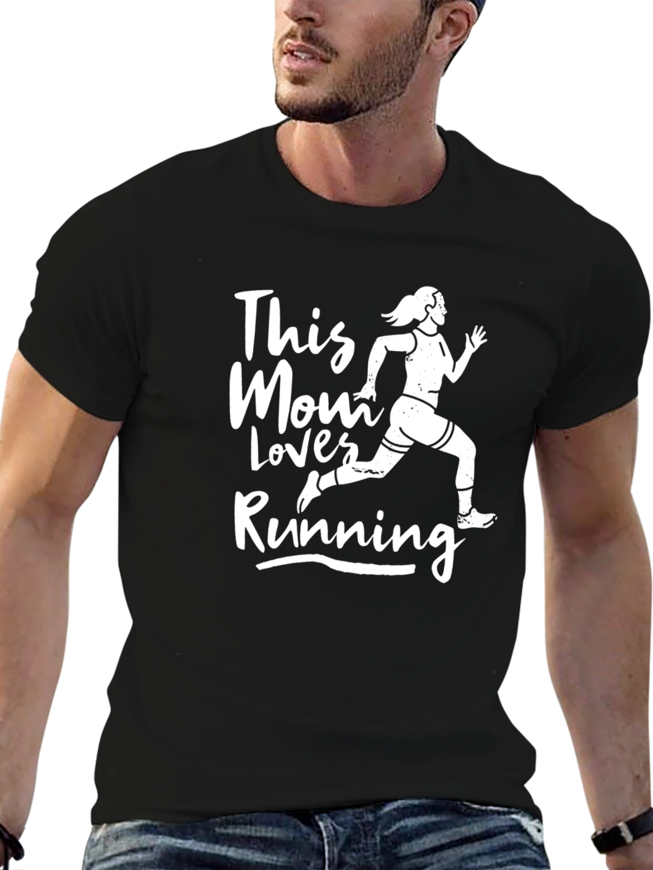 This Mom Loves Running T-Shirt - Black