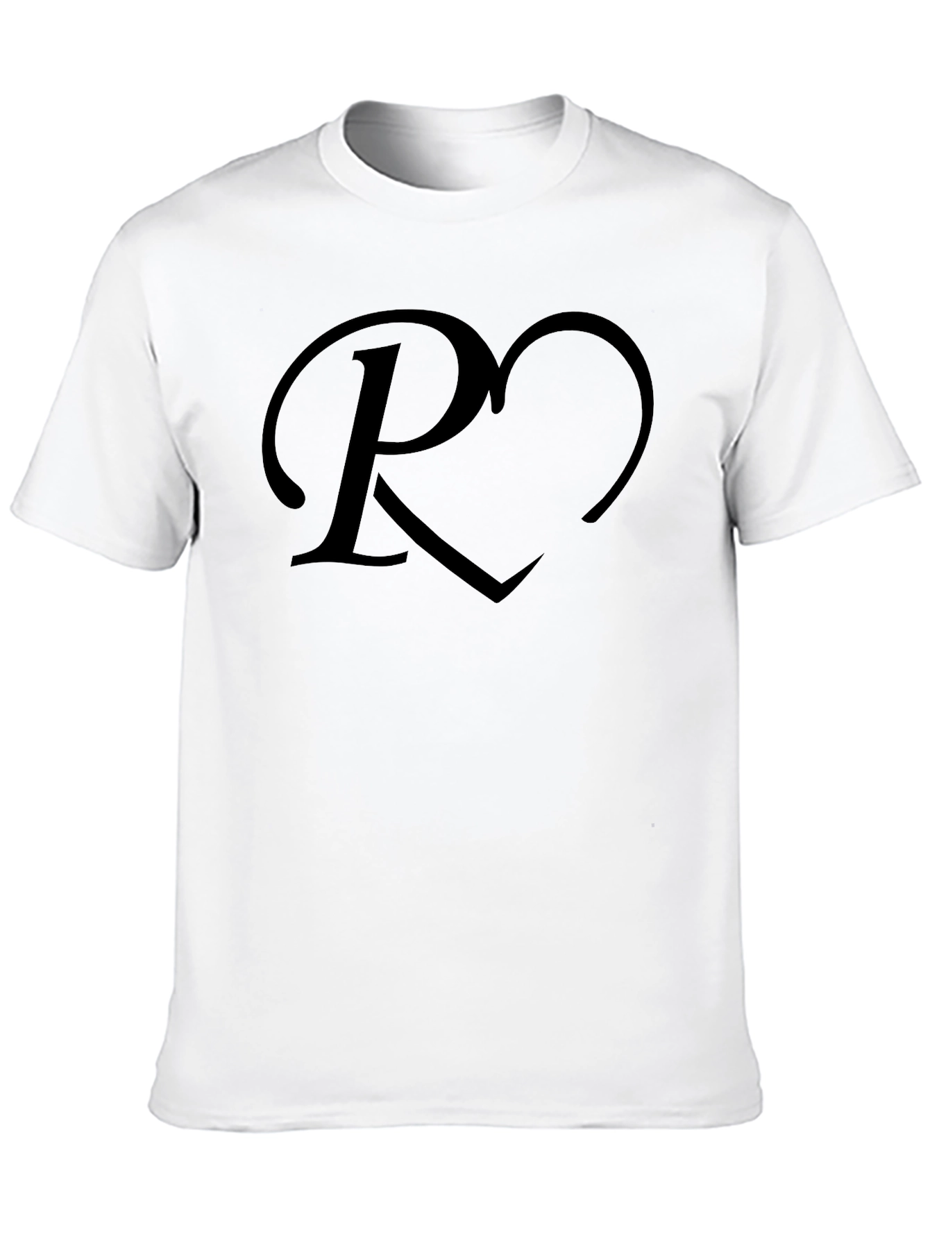 Heart Initial R Black T-Shirt