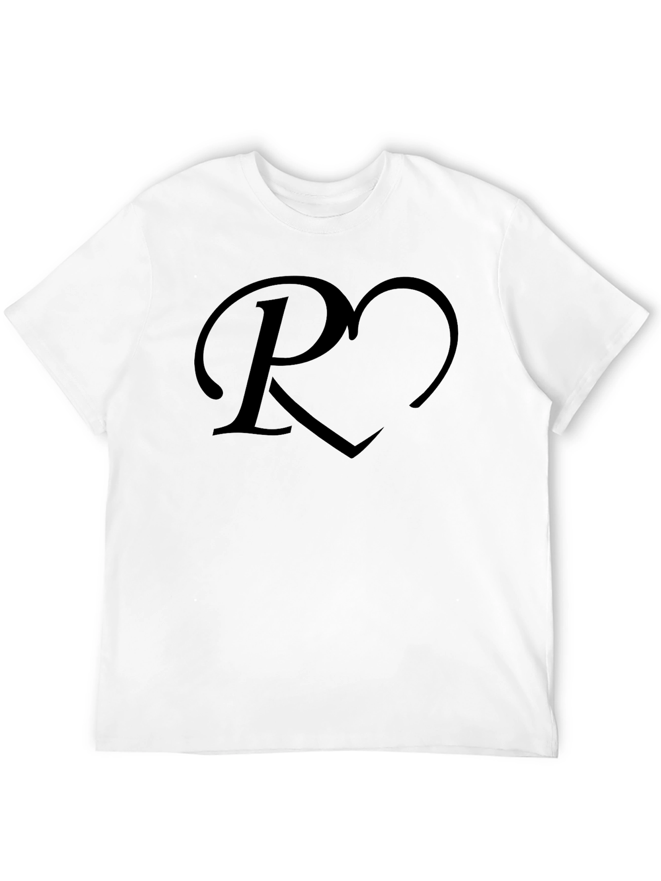 Heart Initial R Black T-Shirt