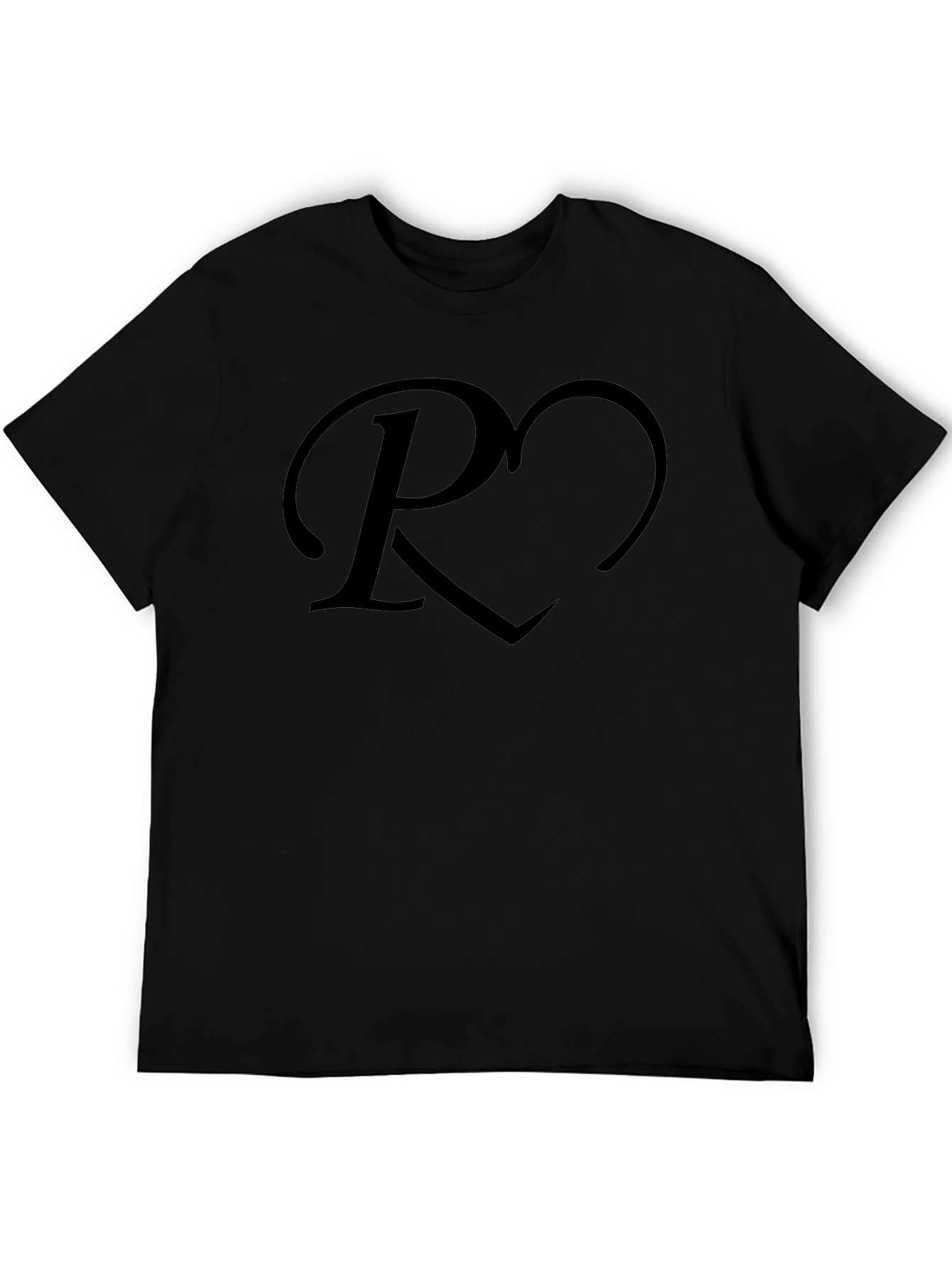 Heart Initial R Black T-Shirt