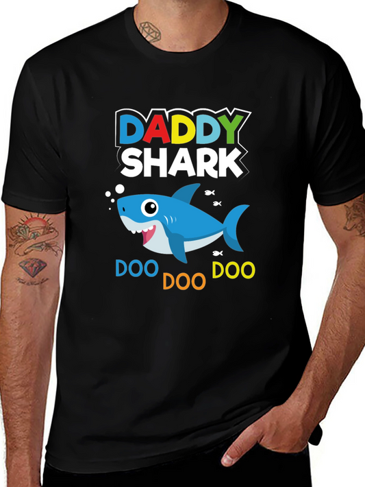 Daddy Shark Graphic Print Black T-Shirt