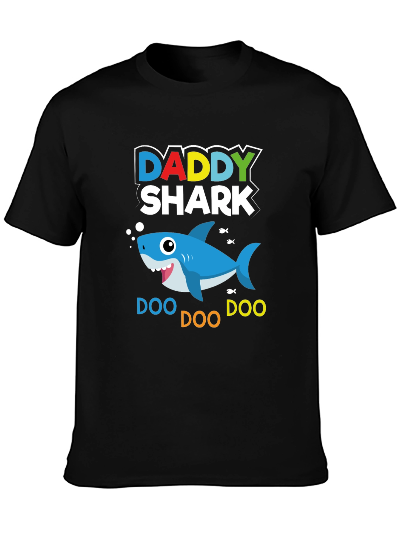 Daddy Shark Graphic Print Black T-Shirt