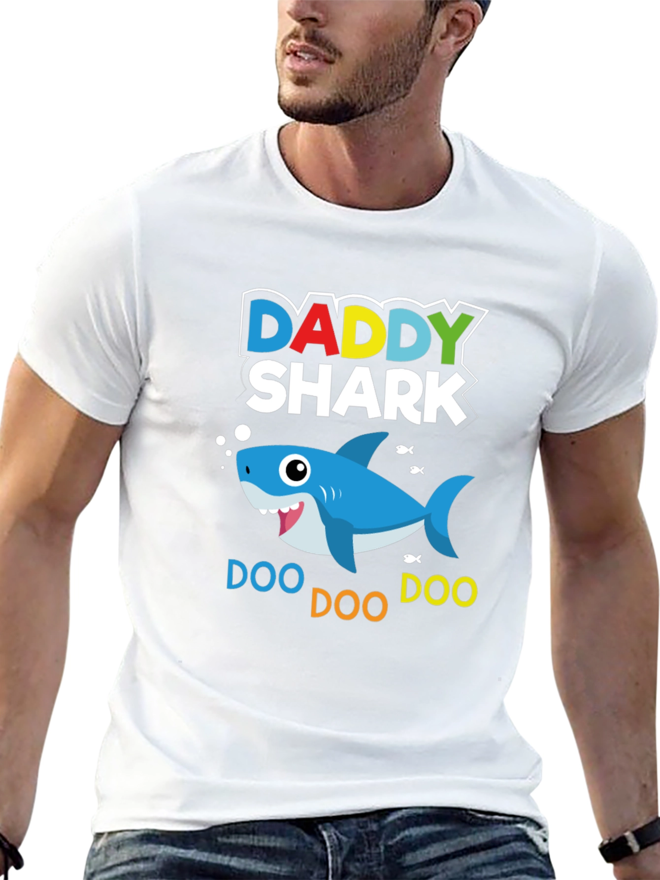 Daddy Shark Graphic Print Black T-Shirt