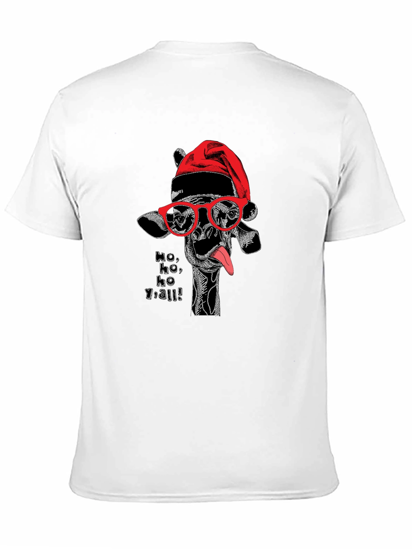 Festive Giraffe Graphic Tee - Ho Ho Yall!