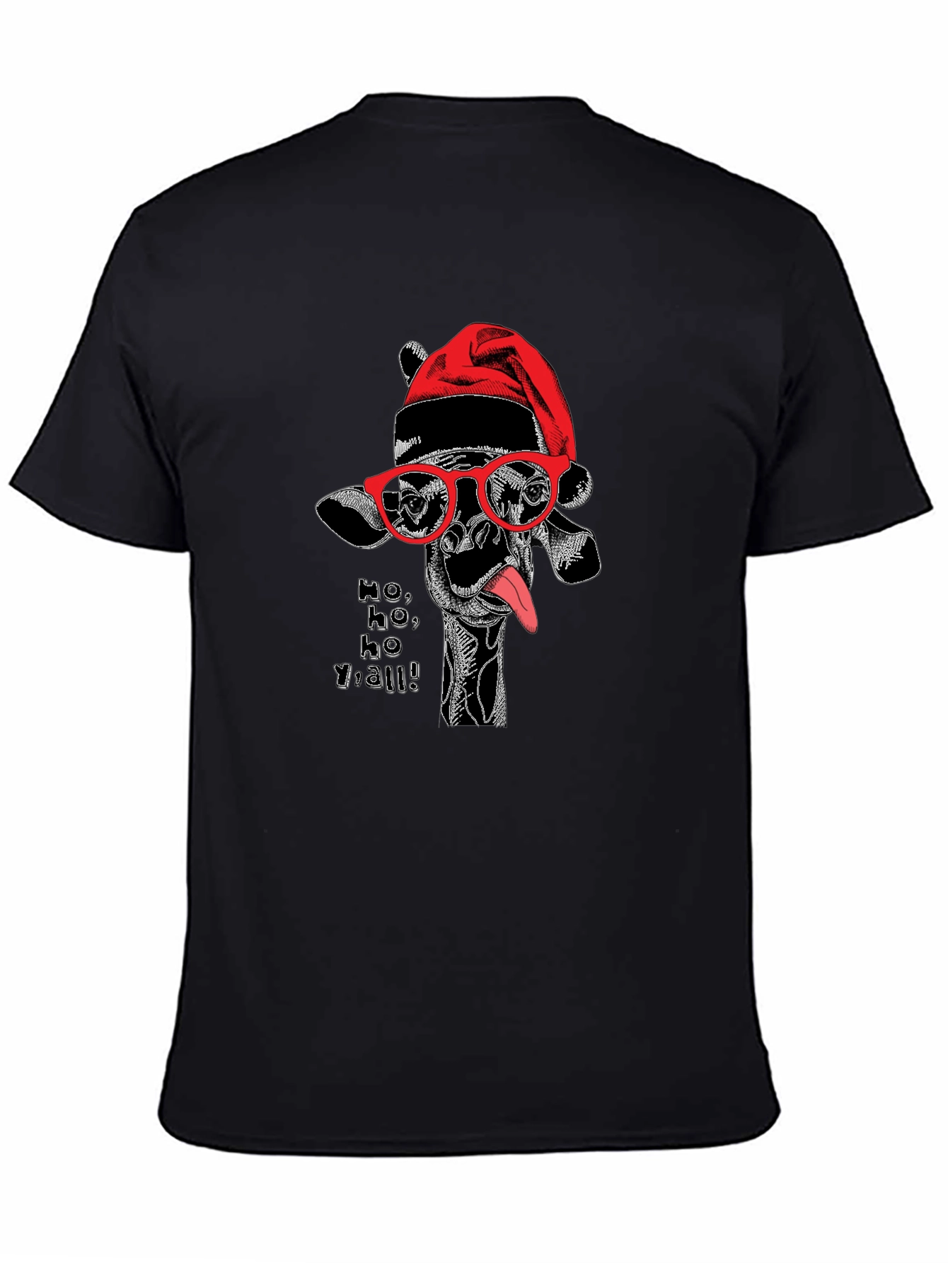 Festive Giraffe Graphic Tee - Ho Ho Yall!
