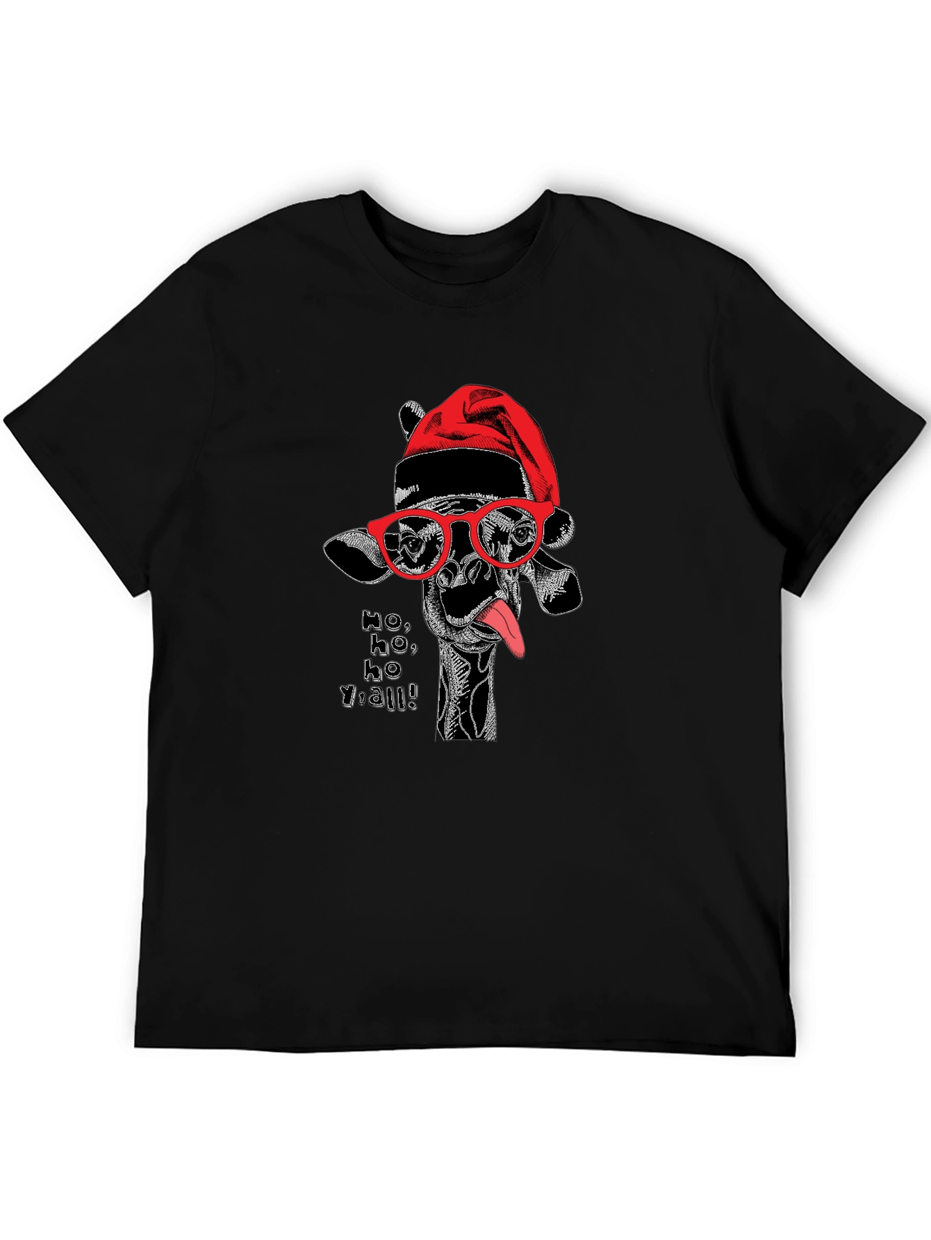 Festive Giraffe Graphic Tee - Ho Ho Yall!