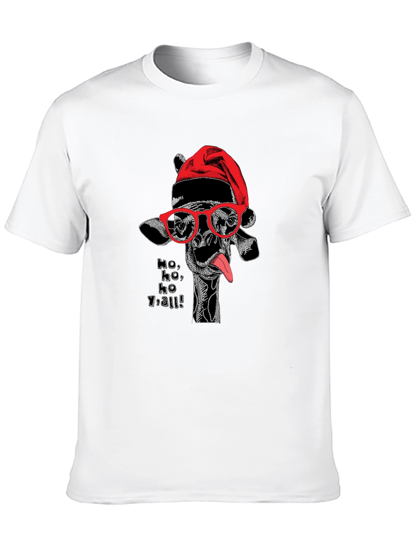 Festive Giraffe Graphic Tee - Ho Ho Yall!