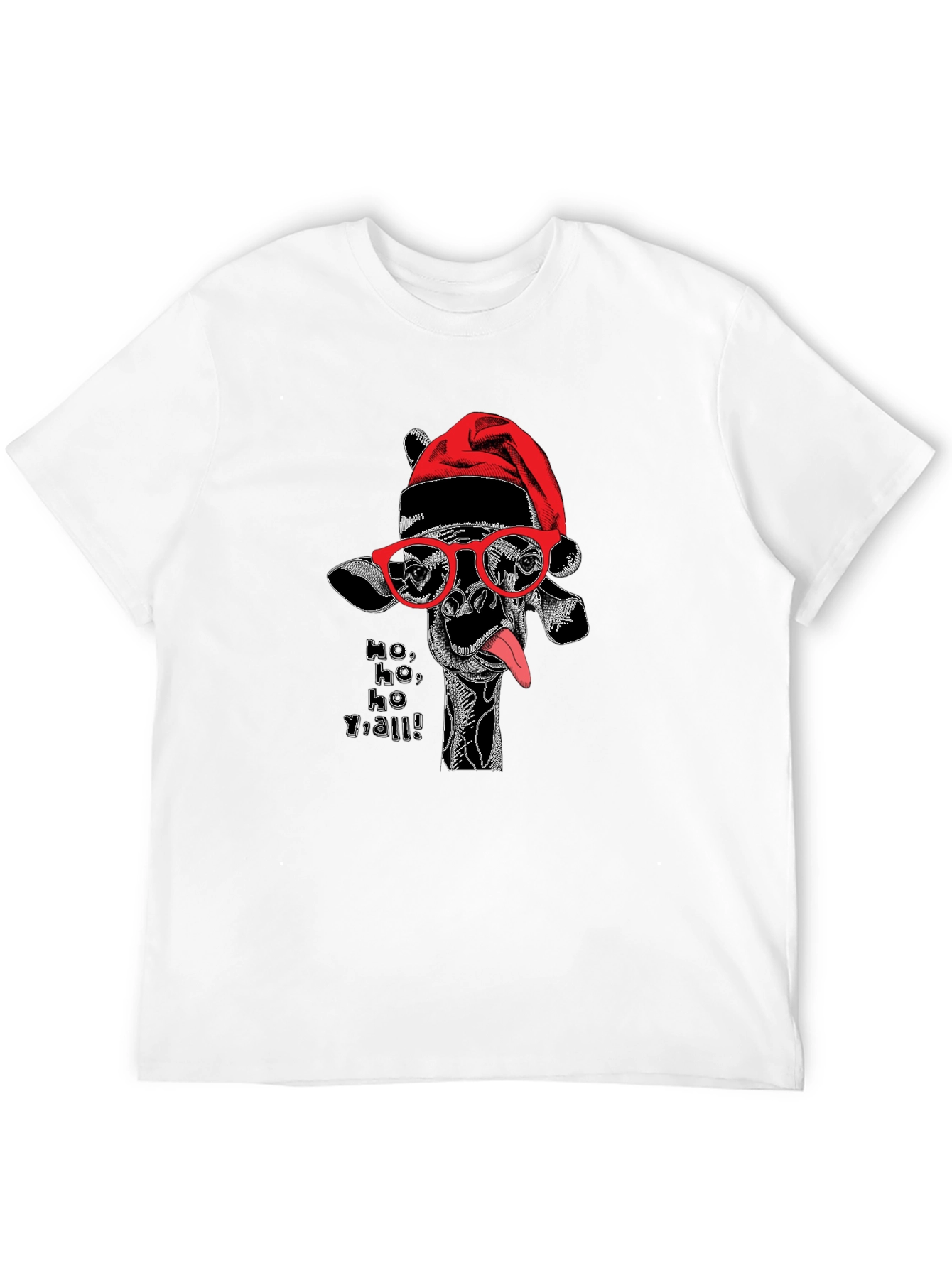 Festive Giraffe Graphic Tee - Ho Ho Yall!