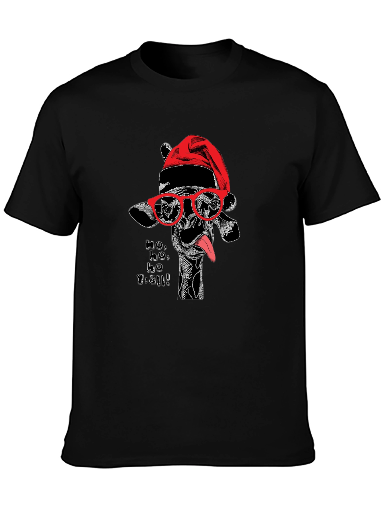 Festive Giraffe Graphic Tee - Ho Ho Yall!