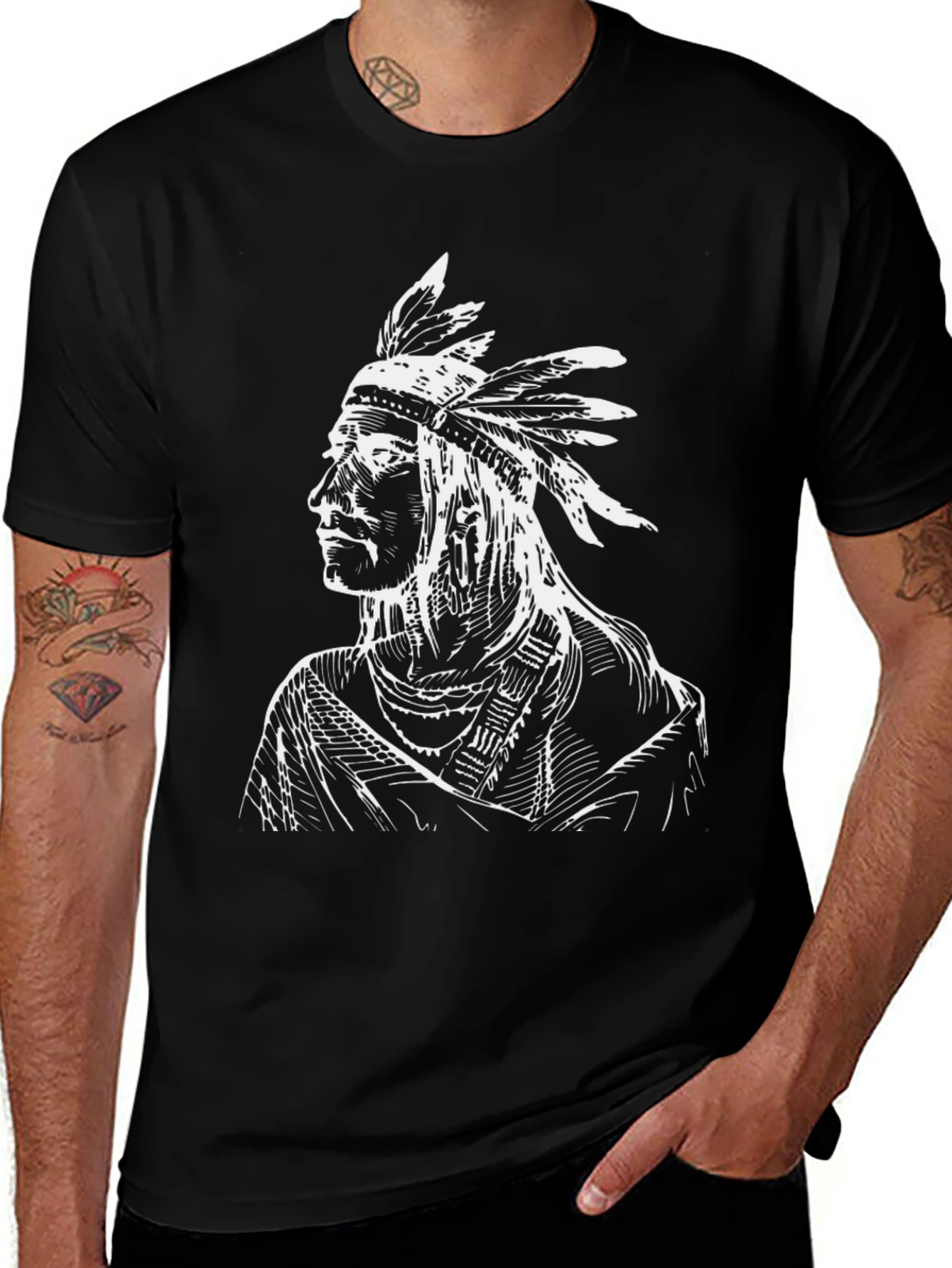 Native American Graphic Black T-Shirt