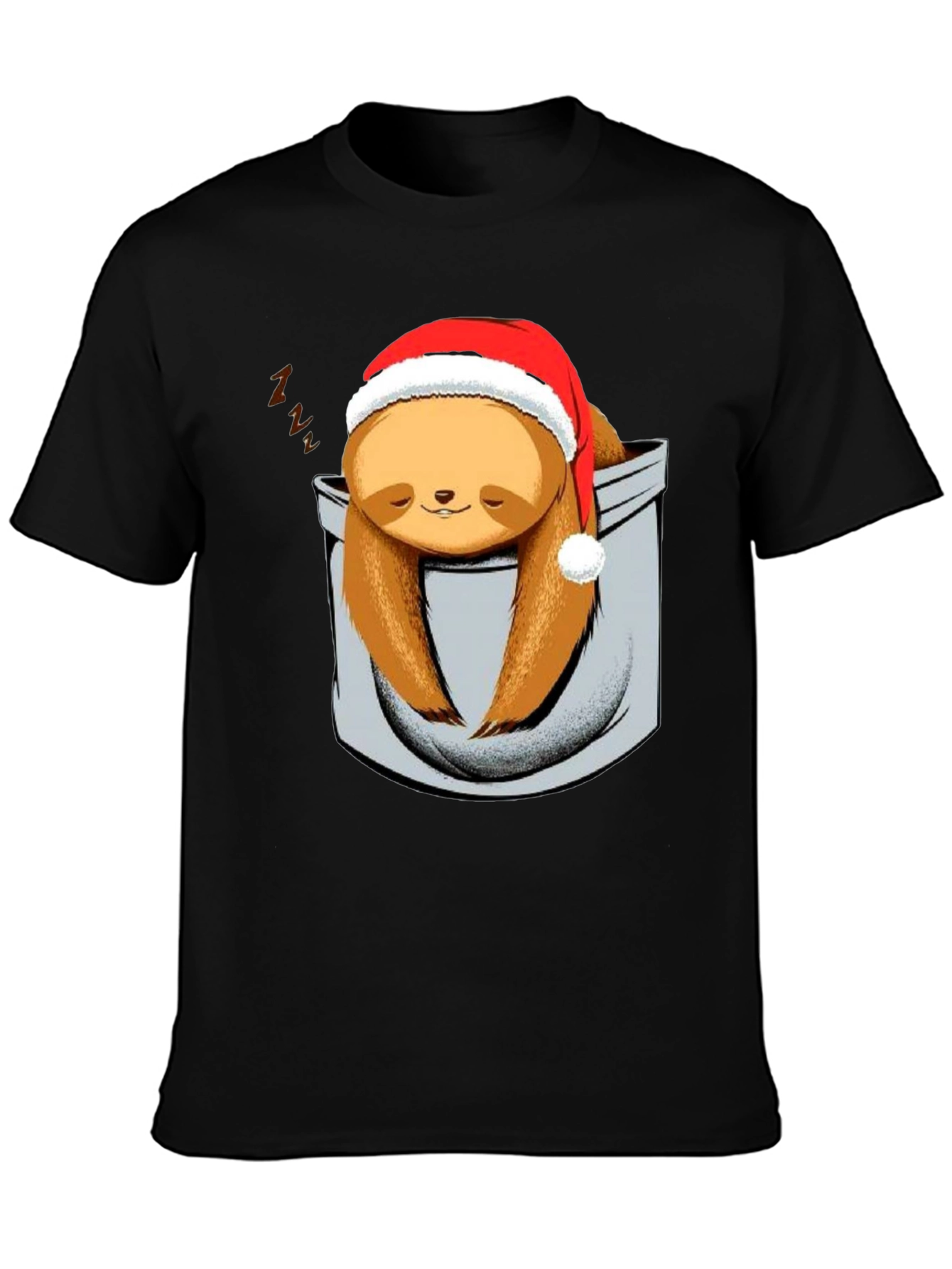 Sloth in Pocket Christmas T-Shirt - Holiday Gift