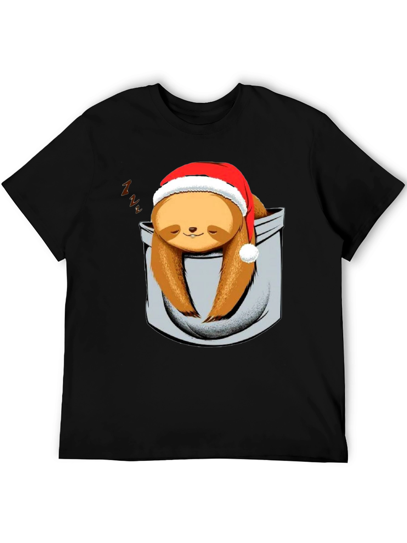 Sloth in Pocket Christmas T-Shirt - Holiday Gift