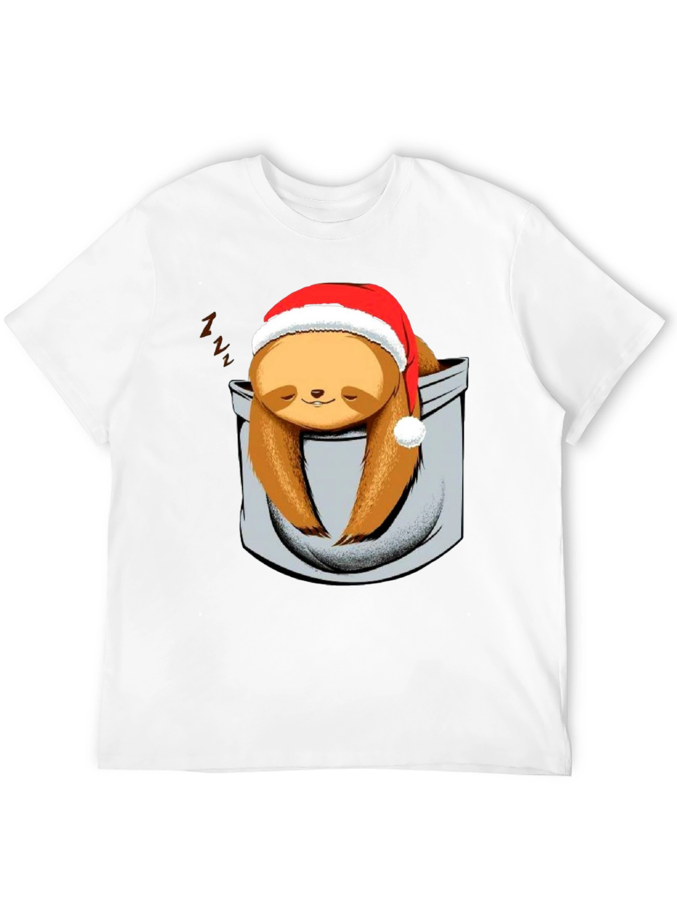 Sloth in Pocket Christmas T-Shirt - Holiday Gift