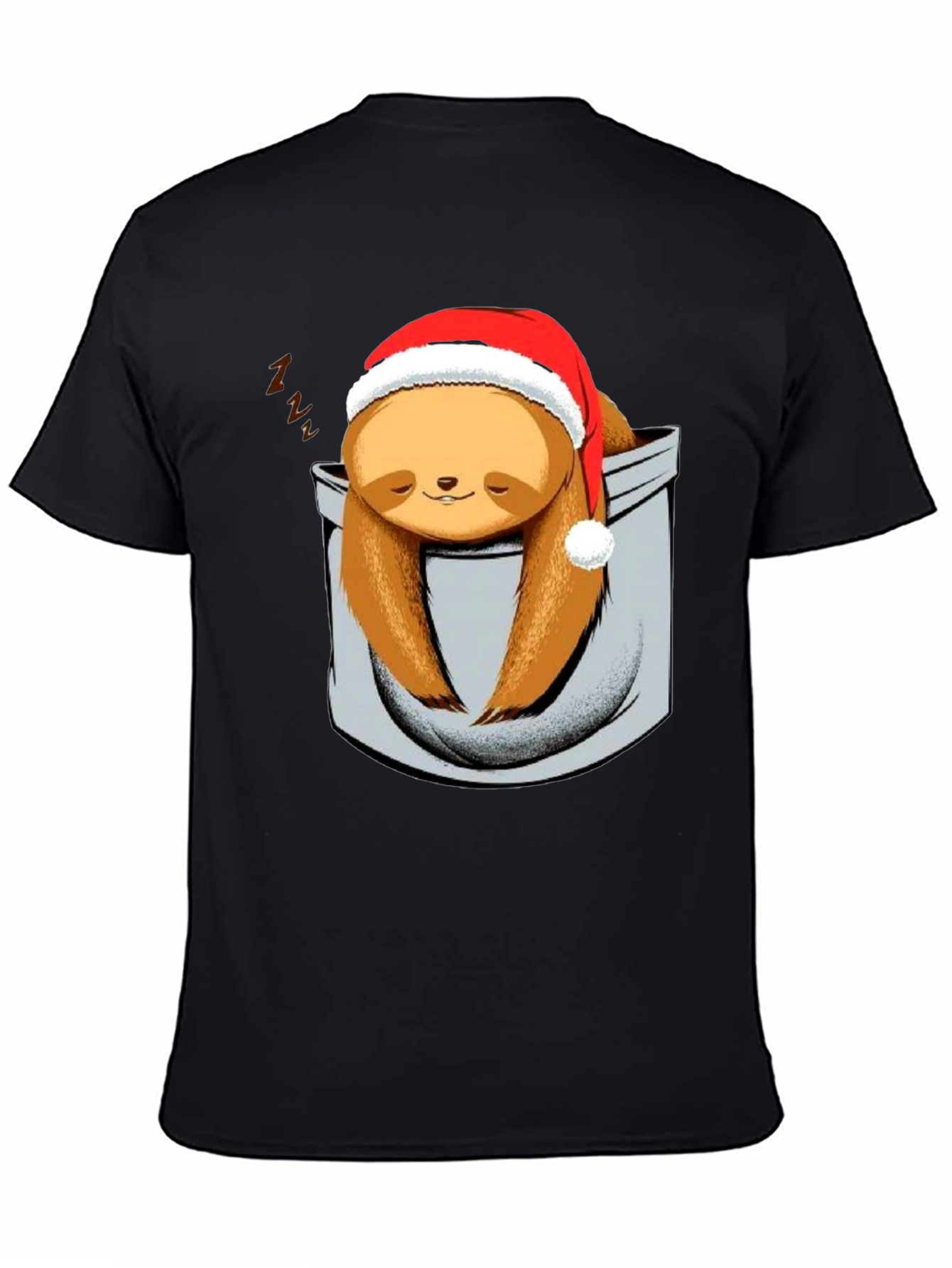 Sloth in Pocket Christmas T-Shirt - Holiday Gift