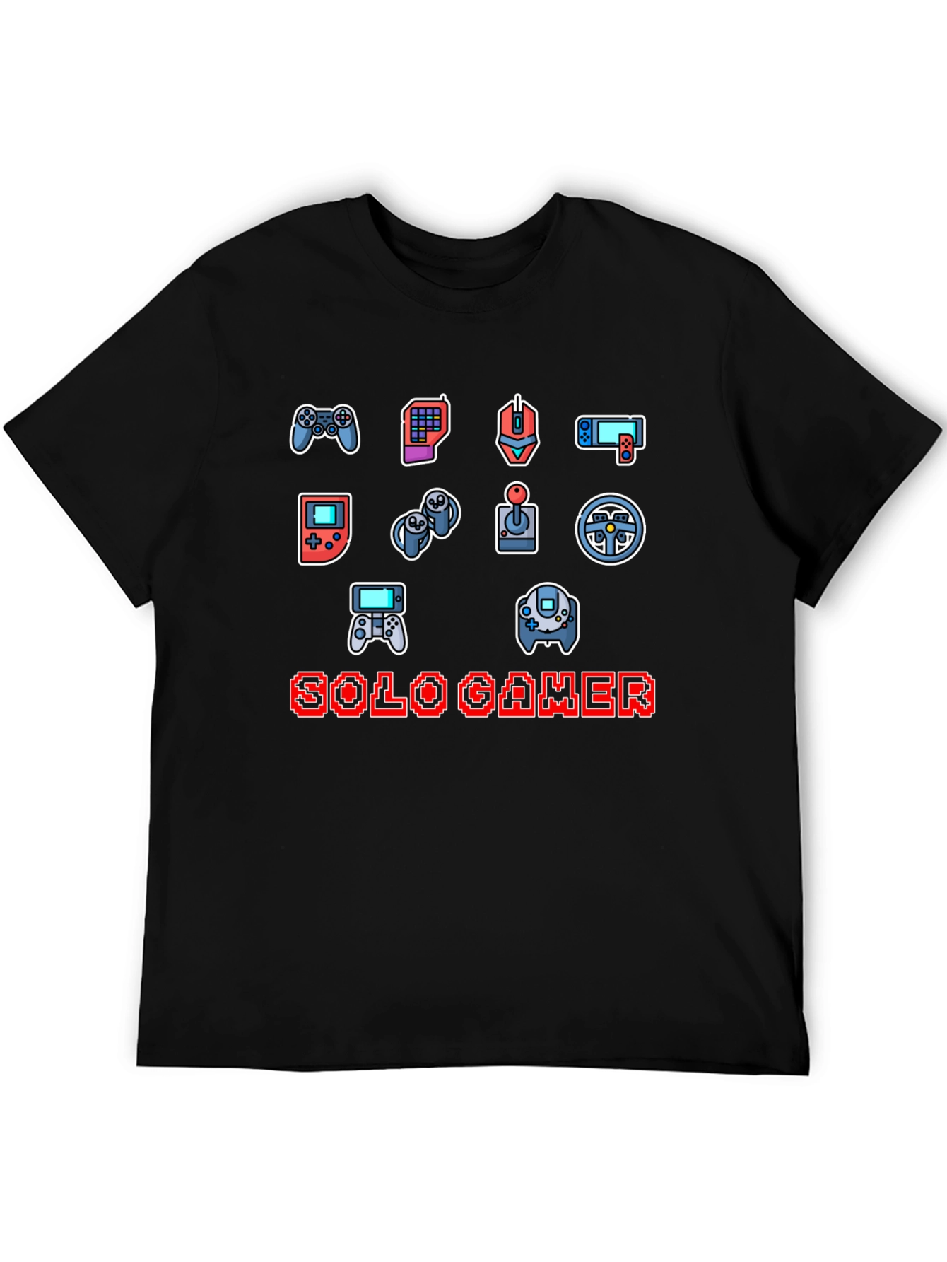 Solo Gamer Black T-Shirt: Video Game Controller Design