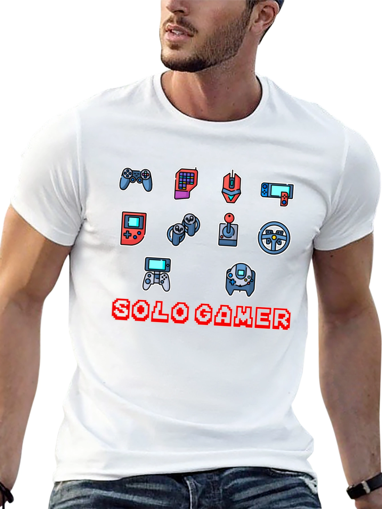 Solo Gamer Black T-Shirt: Video Game Controller Design