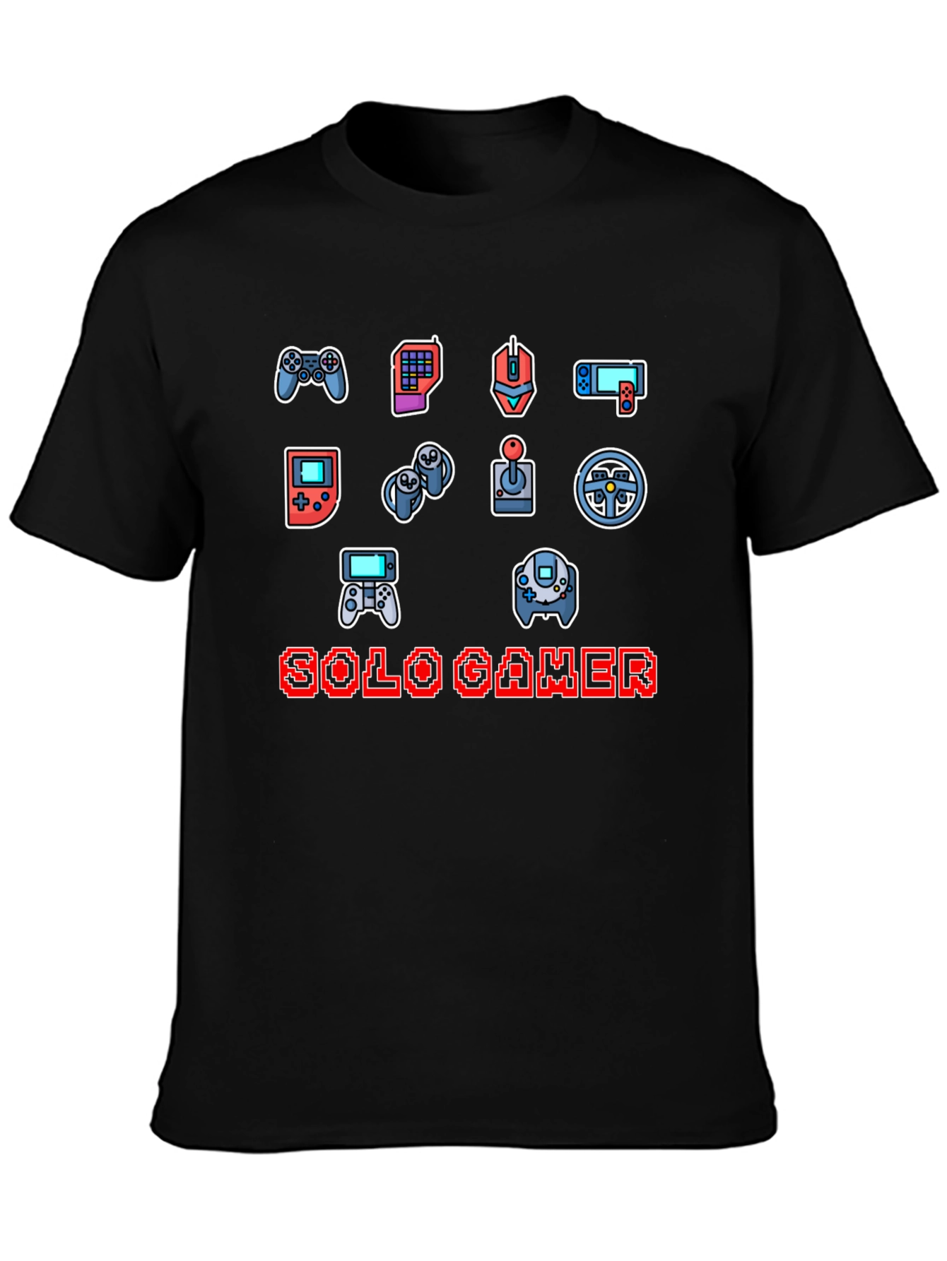 Solo Gamer Black T-Shirt: Video Game Controller Design