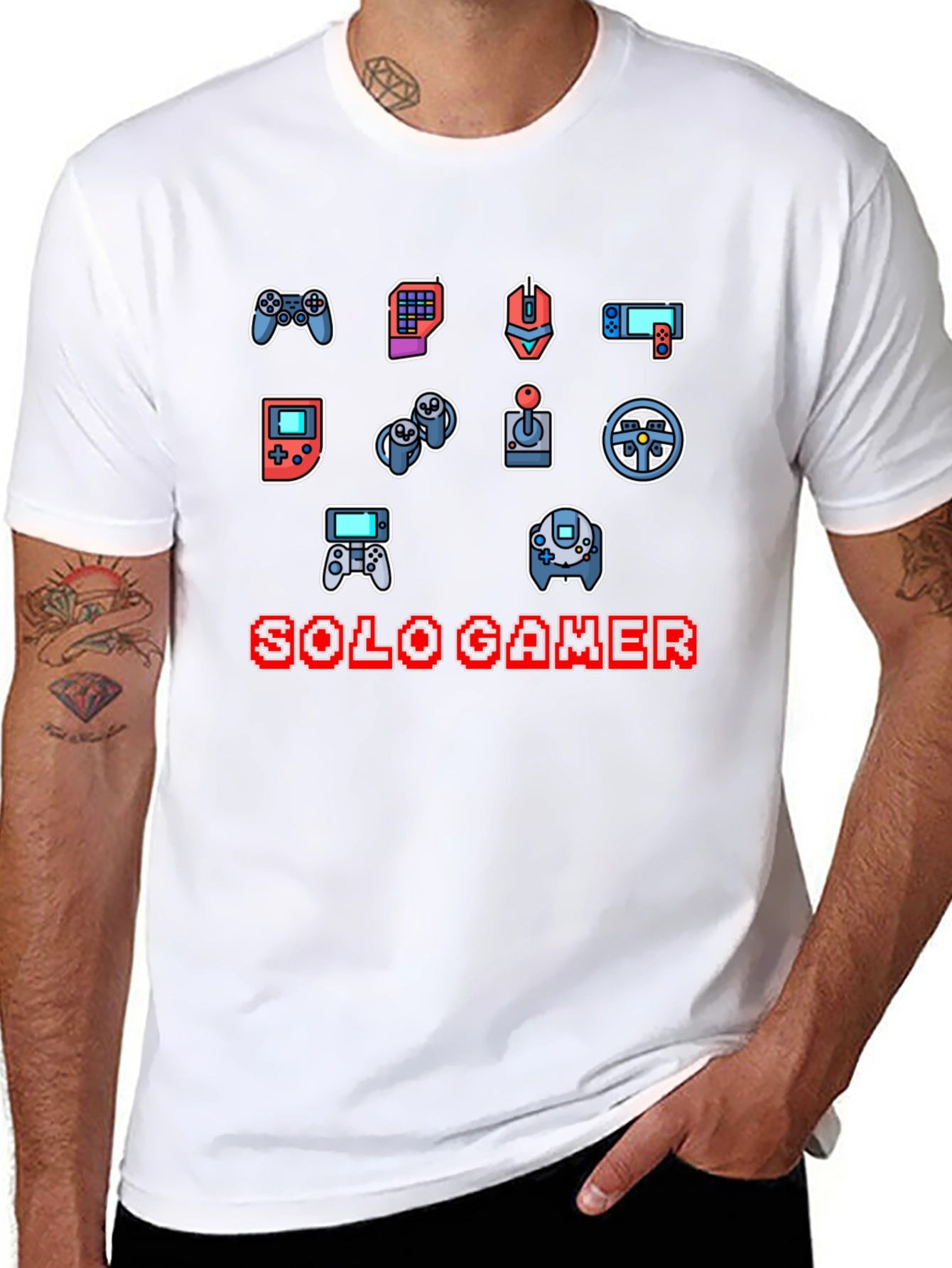 Solo Gamer Black T-Shirt: Video Game Controller Design